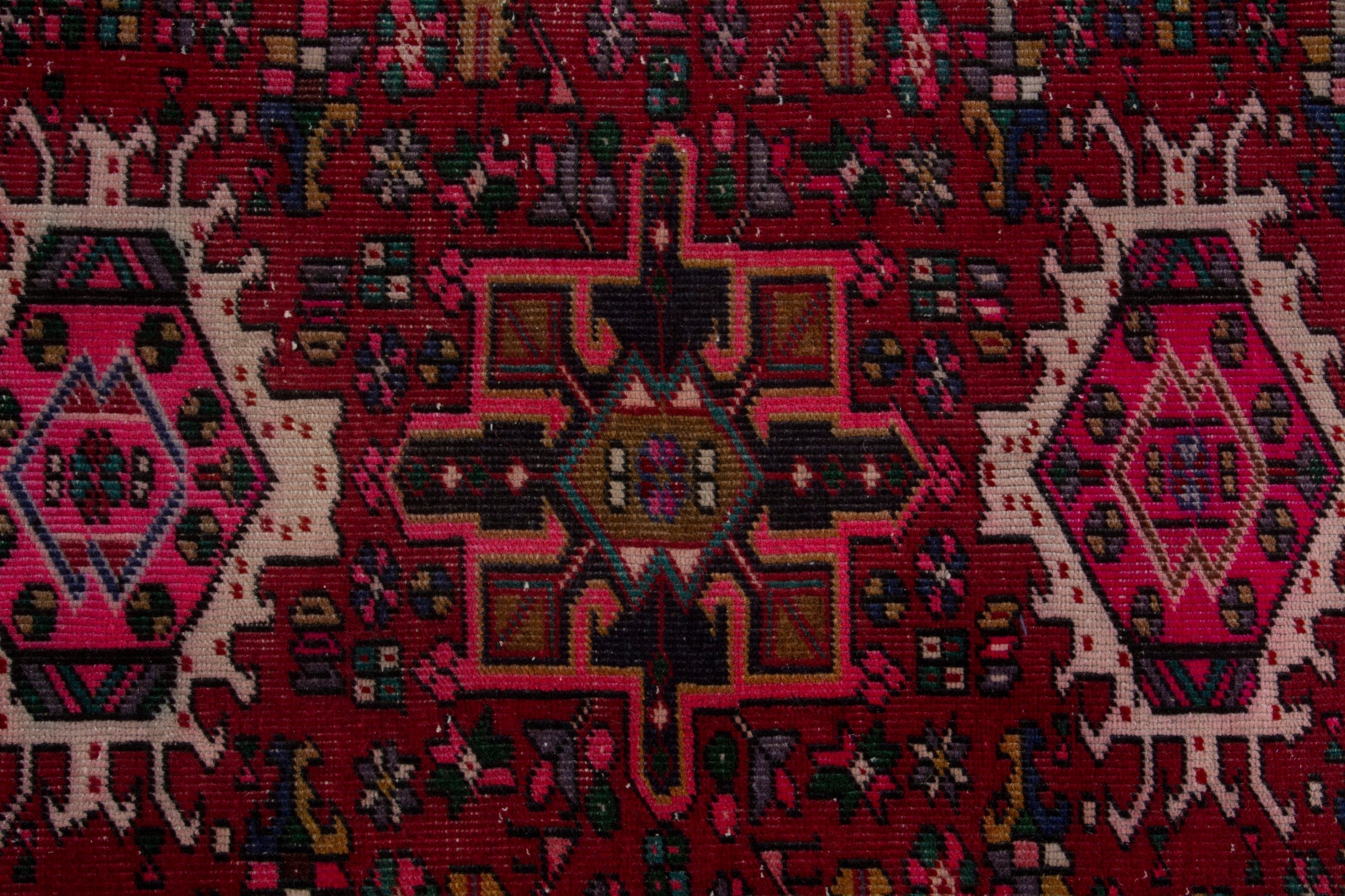 Persian Gharajeh runner rug in deep red and burgundy, view 12 of 19