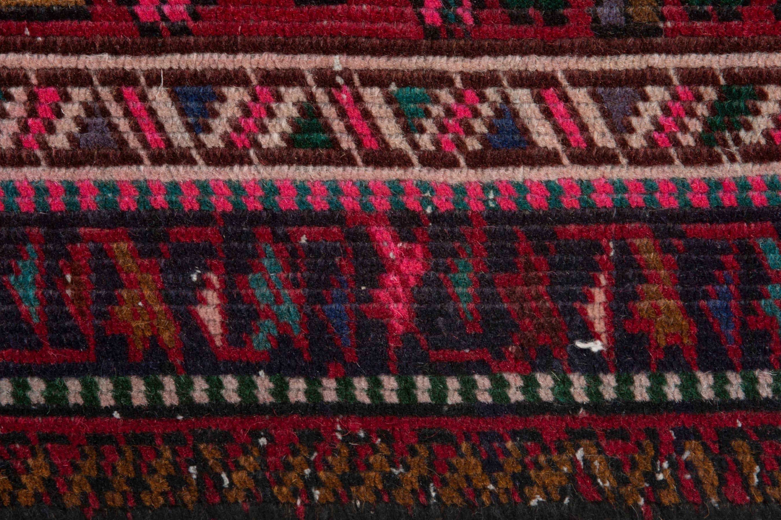 Persian Gharajeh runner rug in deep red and burgundy, view 14 of 19
