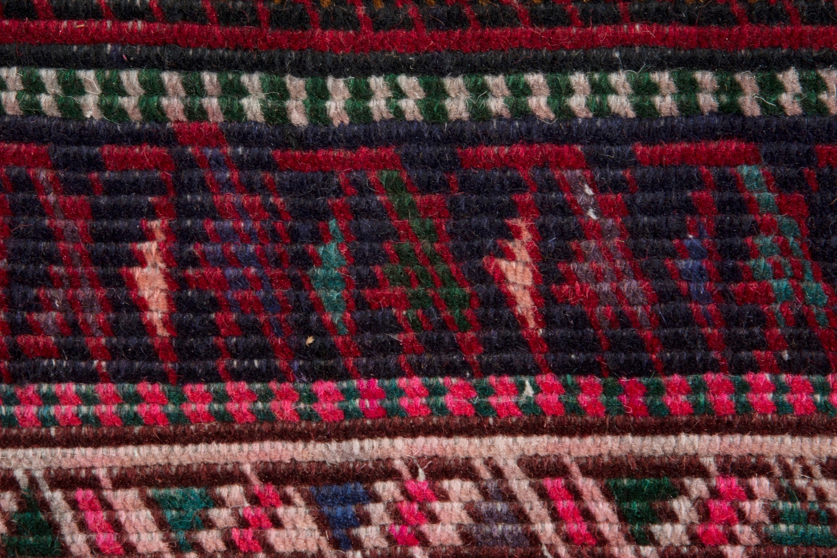 Persian Gharajeh runner rug in deep red and burgundy, view 15 of 19