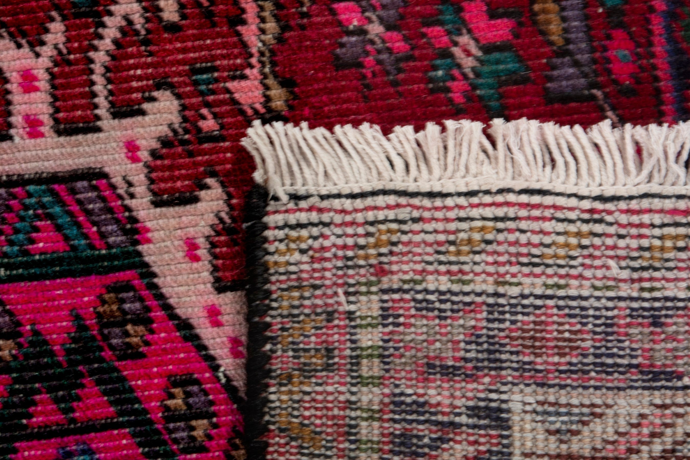 Persian Gharajeh runner rug in deep red and burgundy, view 19 of 19