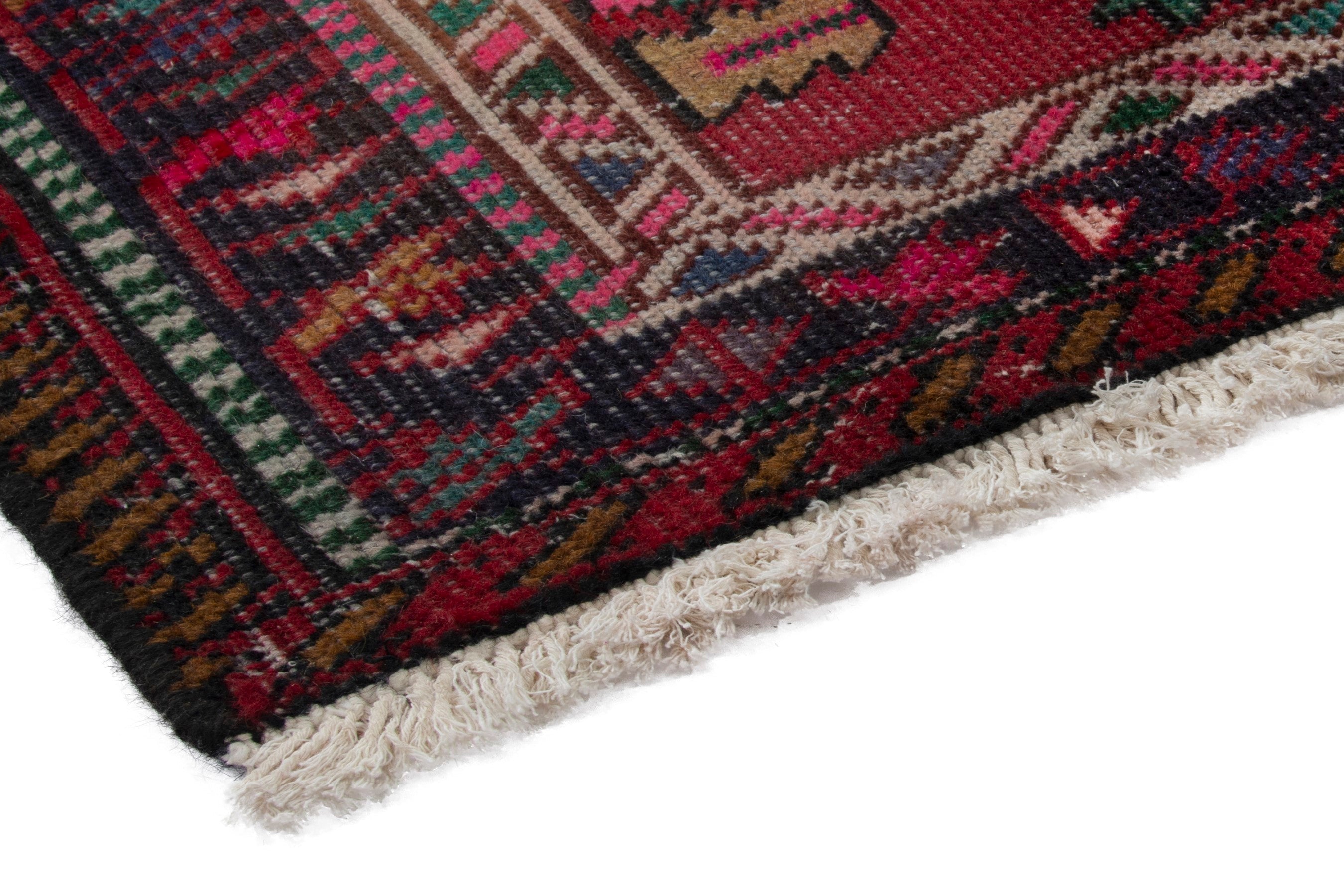 Persian Gharajeh runner rug in deep red and burgundy, view 4 of 19