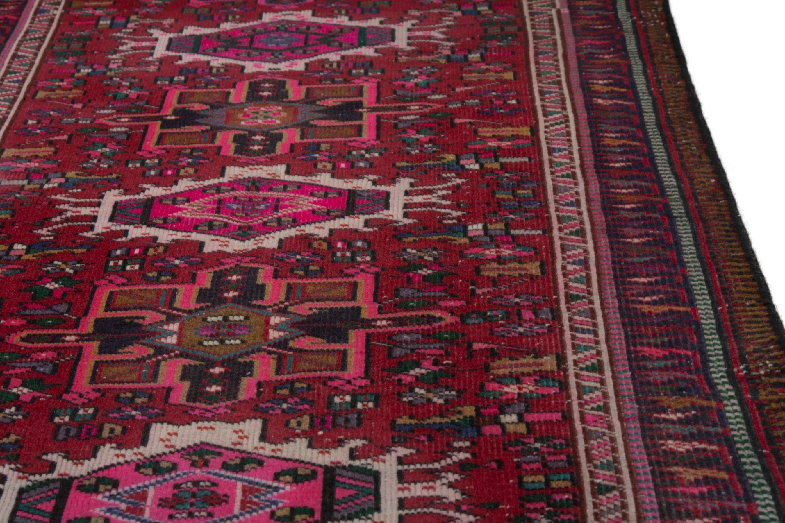Persian Gharajeh runner rug in deep red and burgundy, view 8 of 19