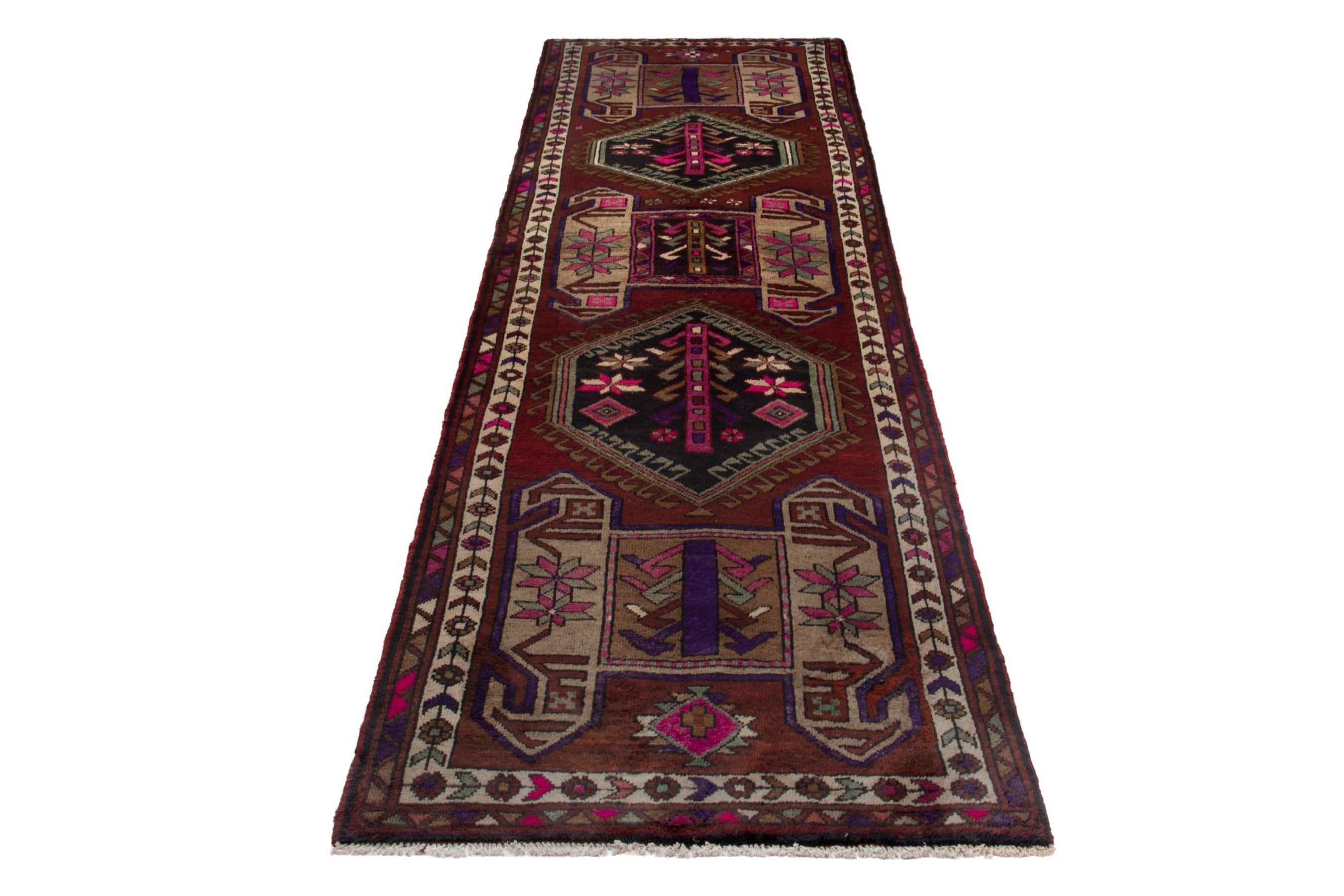 Persian Azerbaijan runner rug in burgundy and deep red, view 3 of 16