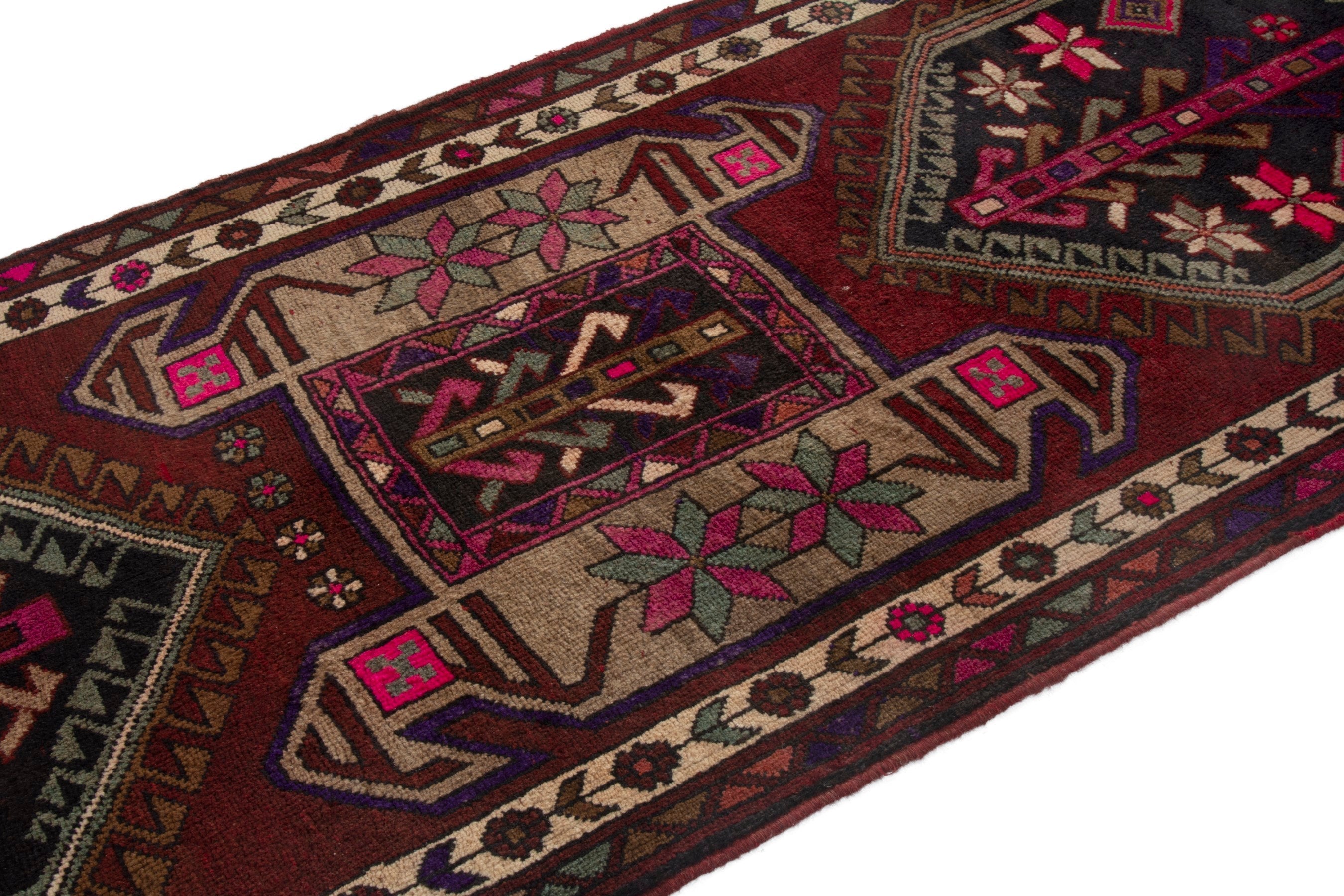 Persian Azerbaijan runner rug in burgundy and deep red, view 5 of 16