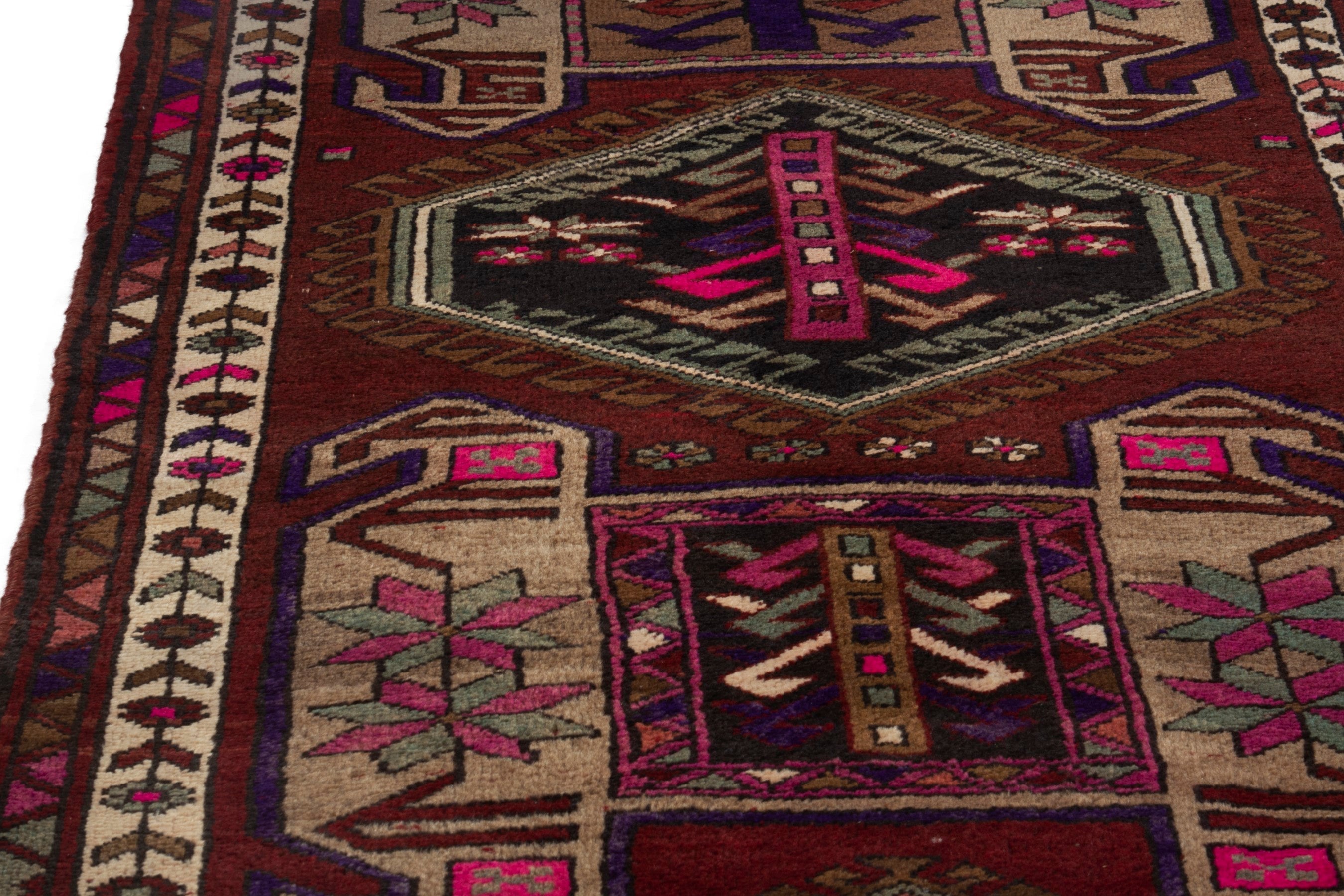 Persian Azerbaijan runner rug in burgundy and deep red, view 7 of 16