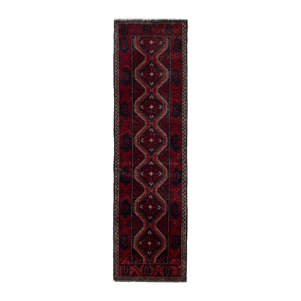 Persian Baluch runner rug in burgundy and deep red, 1'8" x 5'9"