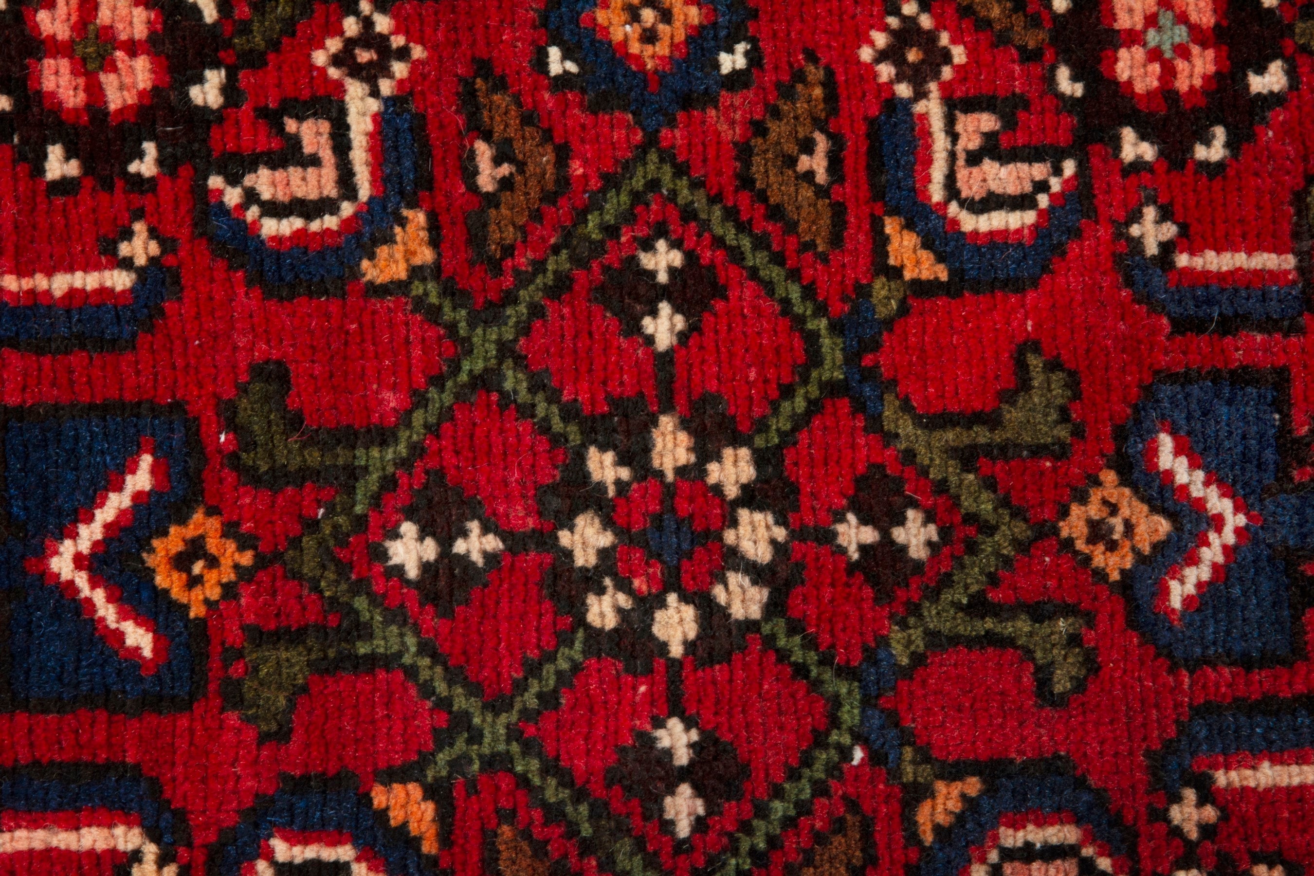 Persian Hamedan runner rug in burgundy and deep red, view 10 of 16