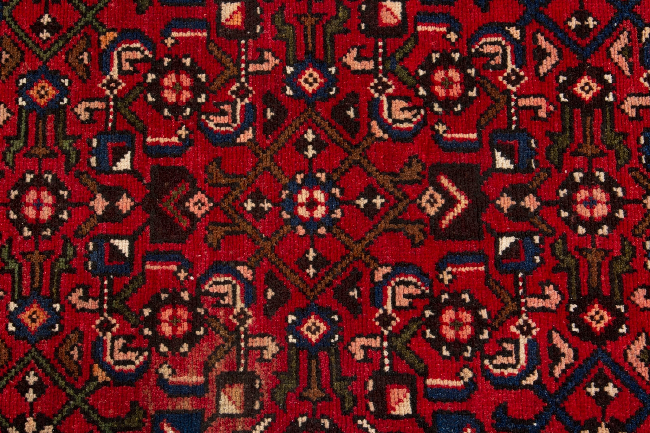 Persian Hamedan runner rug in burgundy and deep red, view 12 of 16