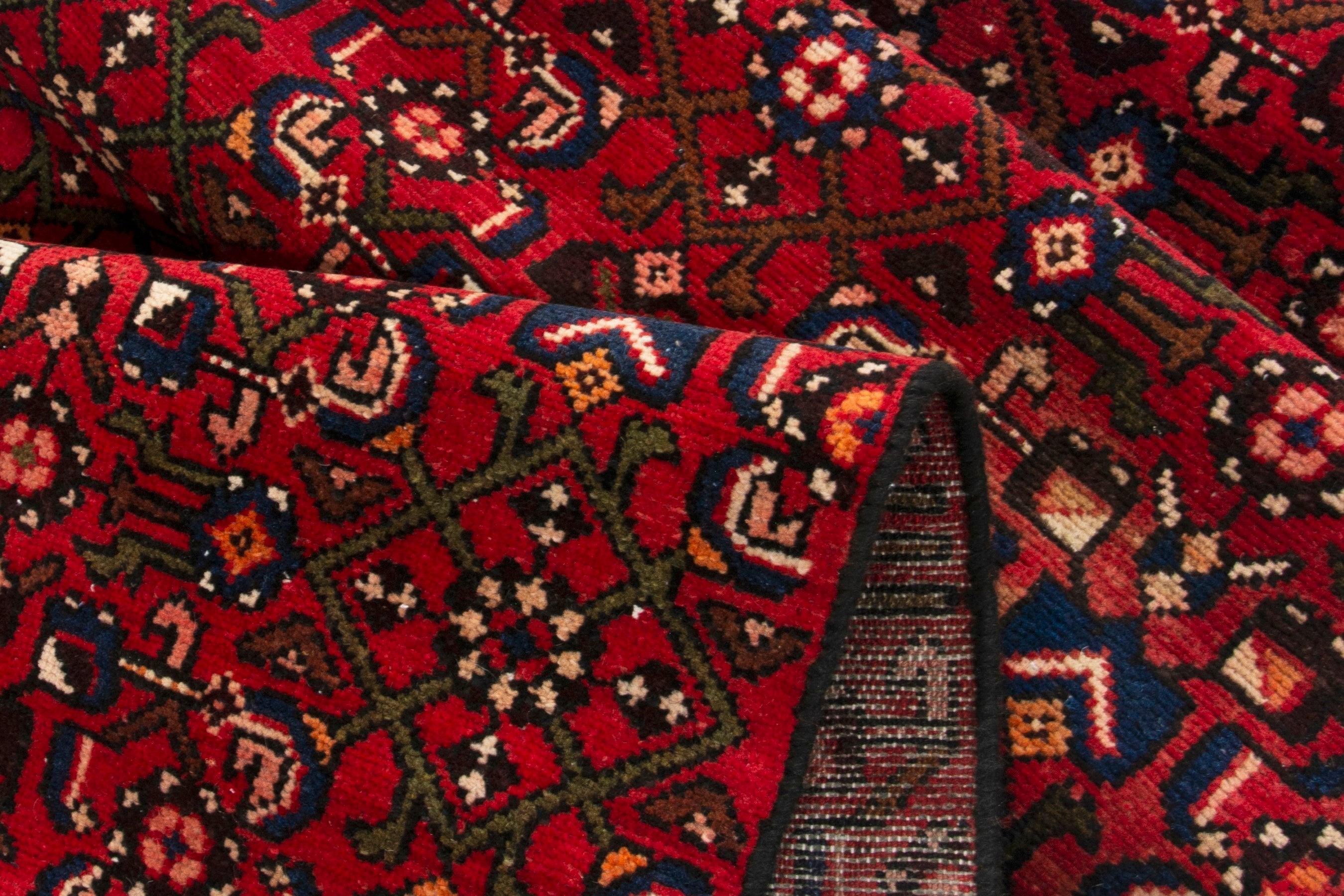 Persian Hamedan runner rug in burgundy and deep red, view 13 of 16