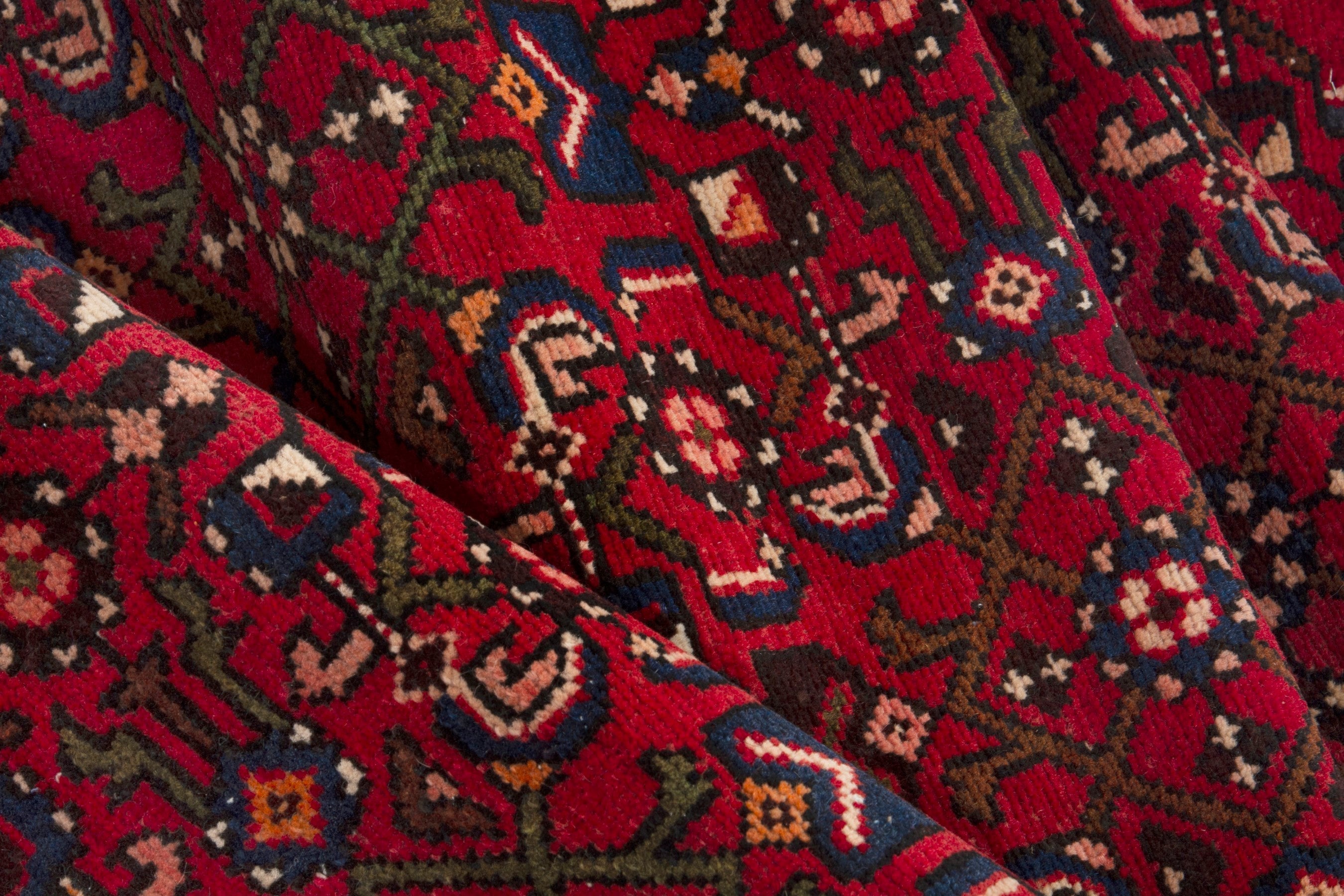 Persian Hamedan runner rug in burgundy and deep red, view 14 of 16