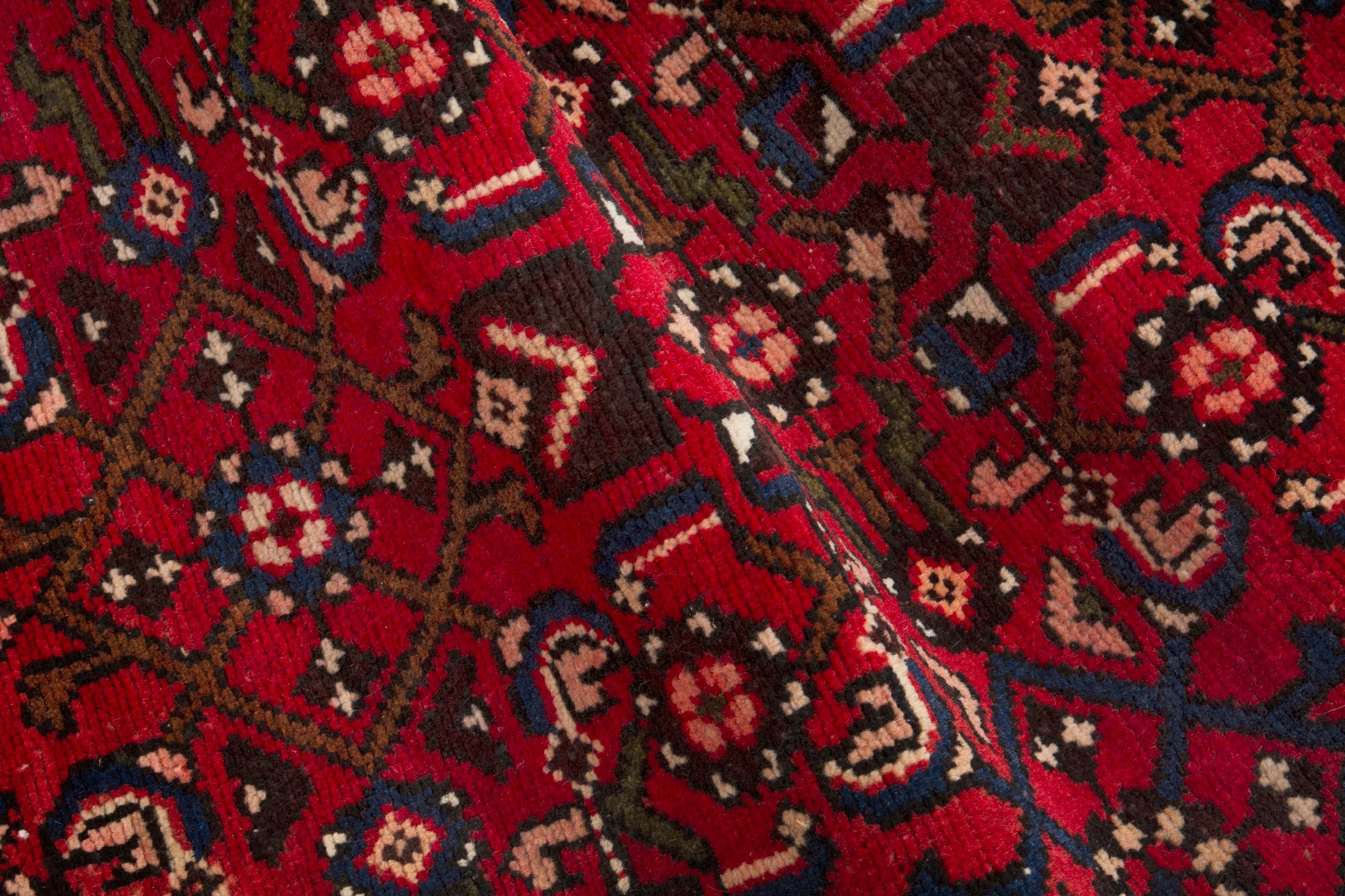 Persian Hamedan runner rug in burgundy and deep red, view 15 of 16