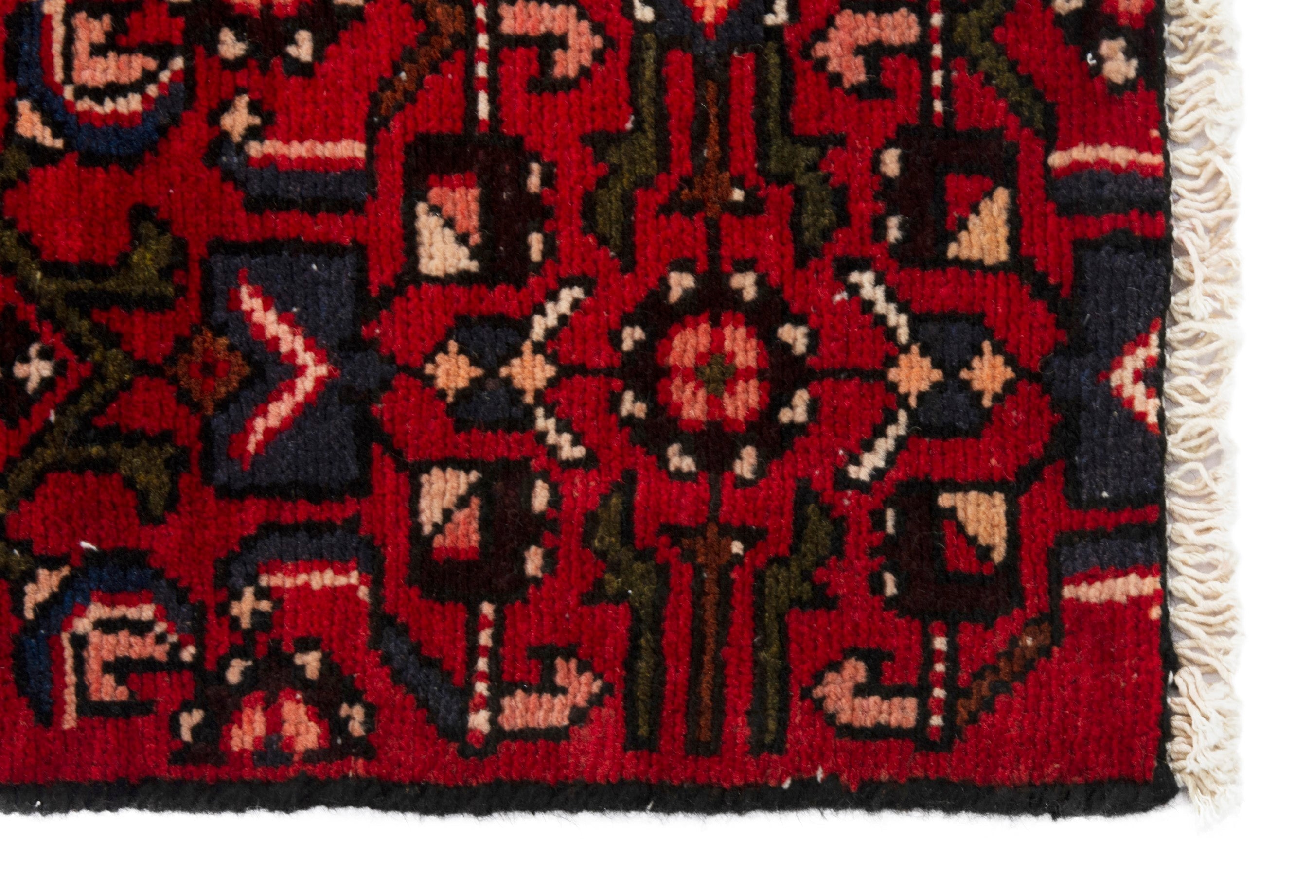 Persian Hamedan runner rug in burgundy and deep red, view 7 of 16