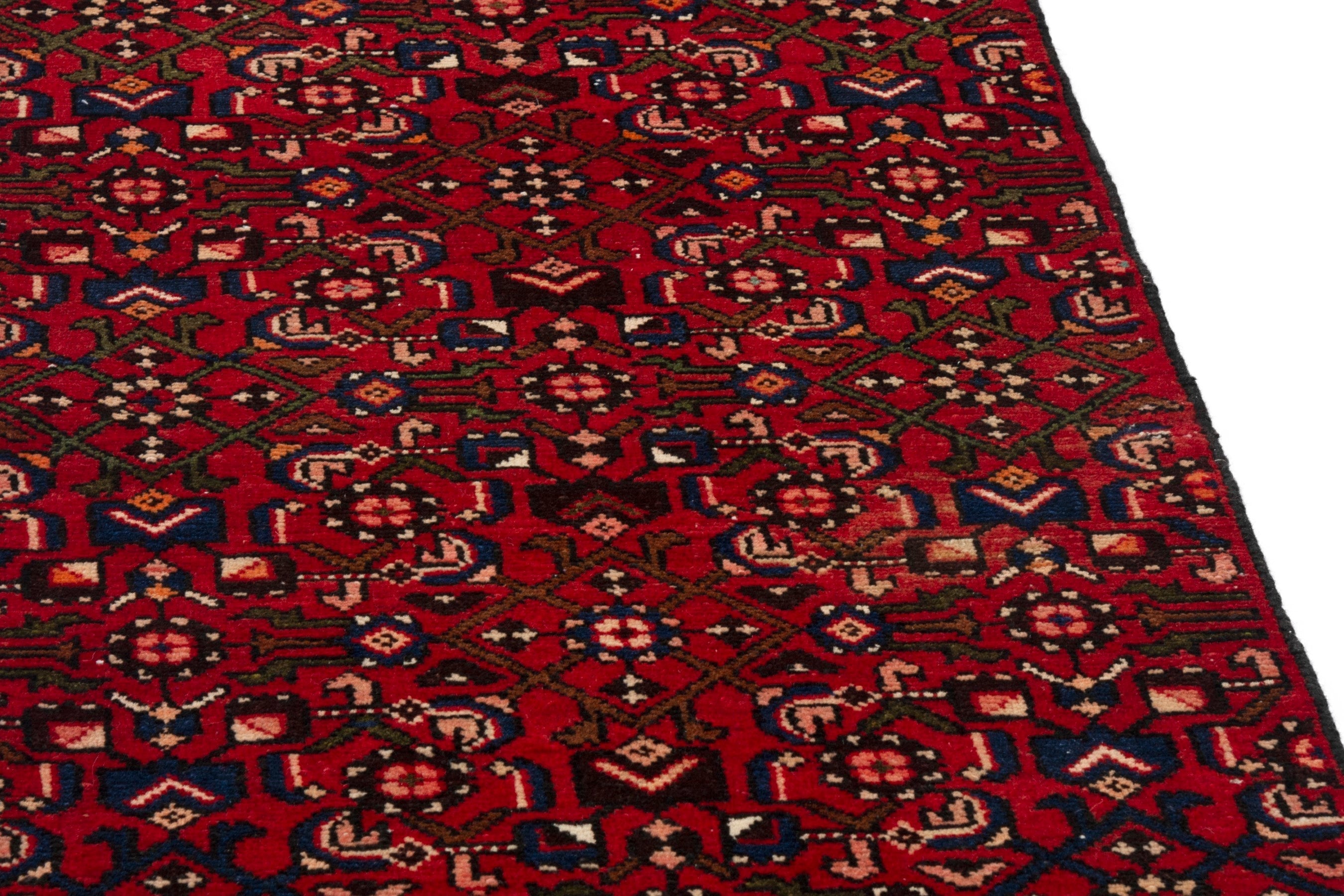 Persian Hamedan runner rug in burgundy and deep red, view 4 of 16