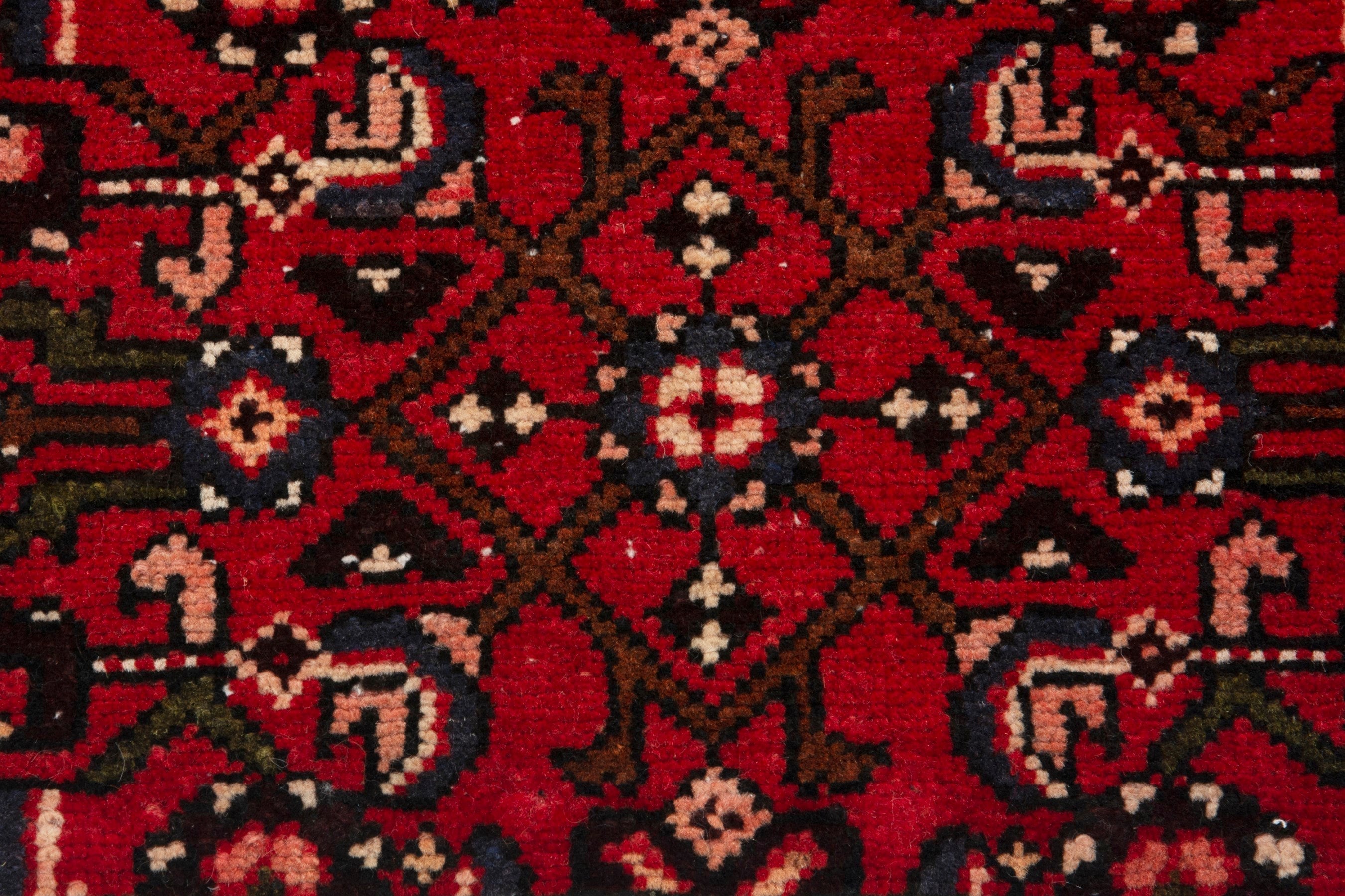 Persian Hamedan runner rug in burgundy and deep red, view 8 of 16