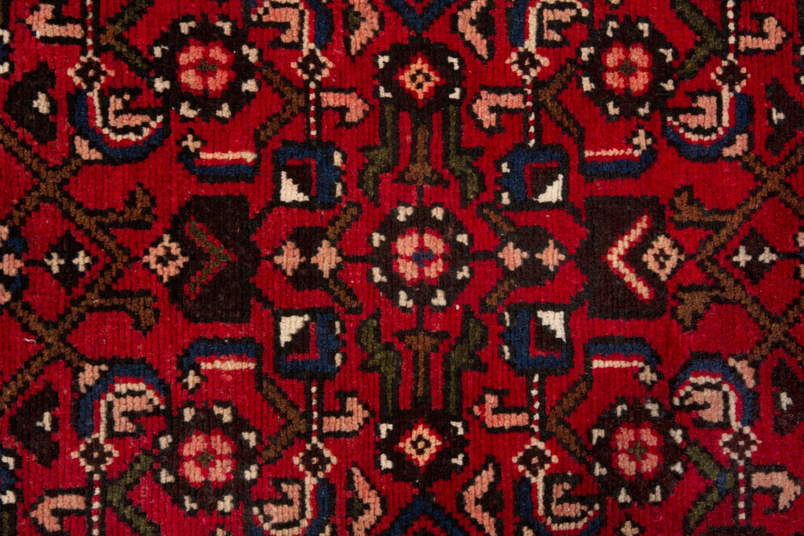 Persian Hamedan runner rug in burgundy and deep red, view 9 of 16