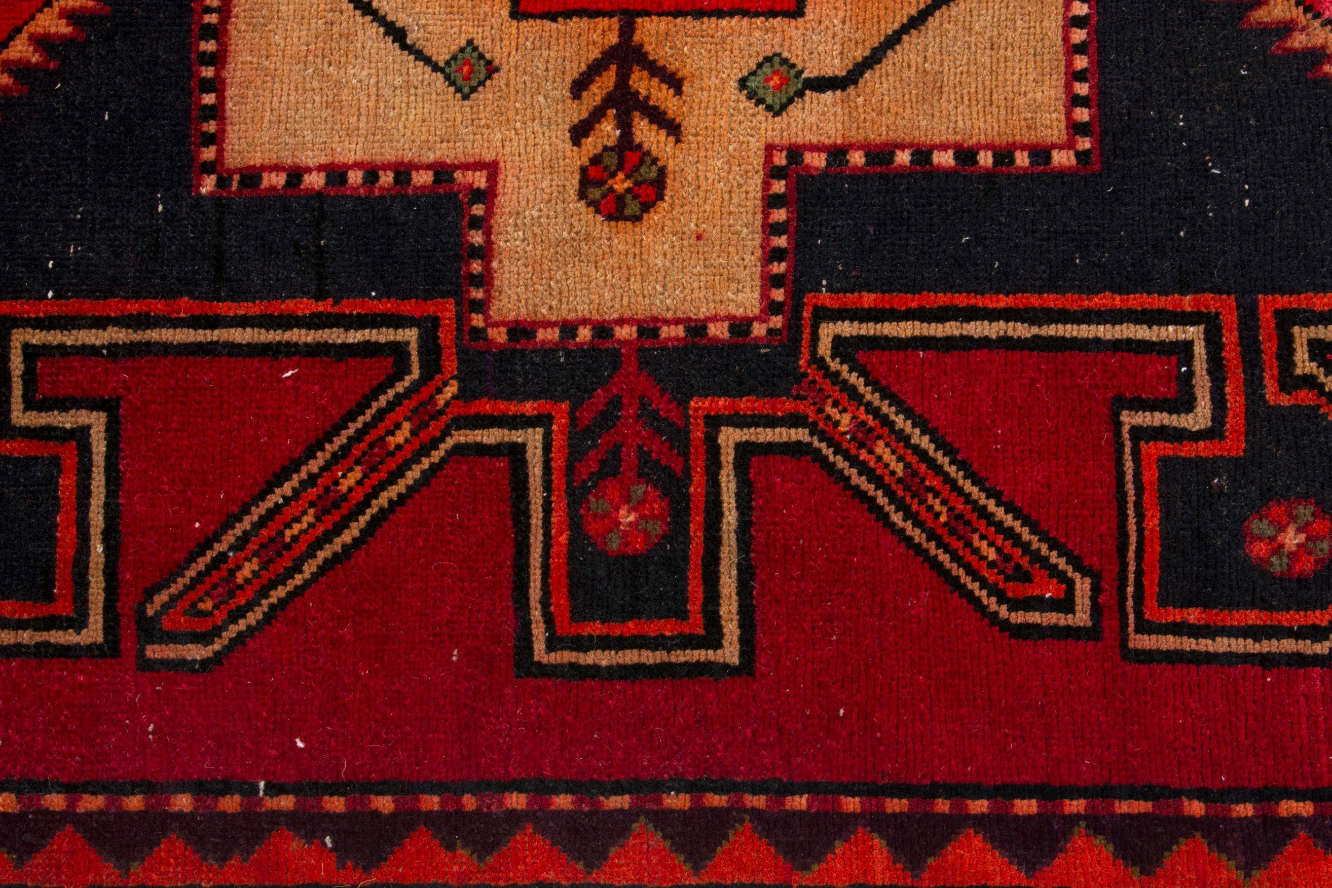 Persian Ardabil runner rug in deep red and black cherry, view 13 of 18