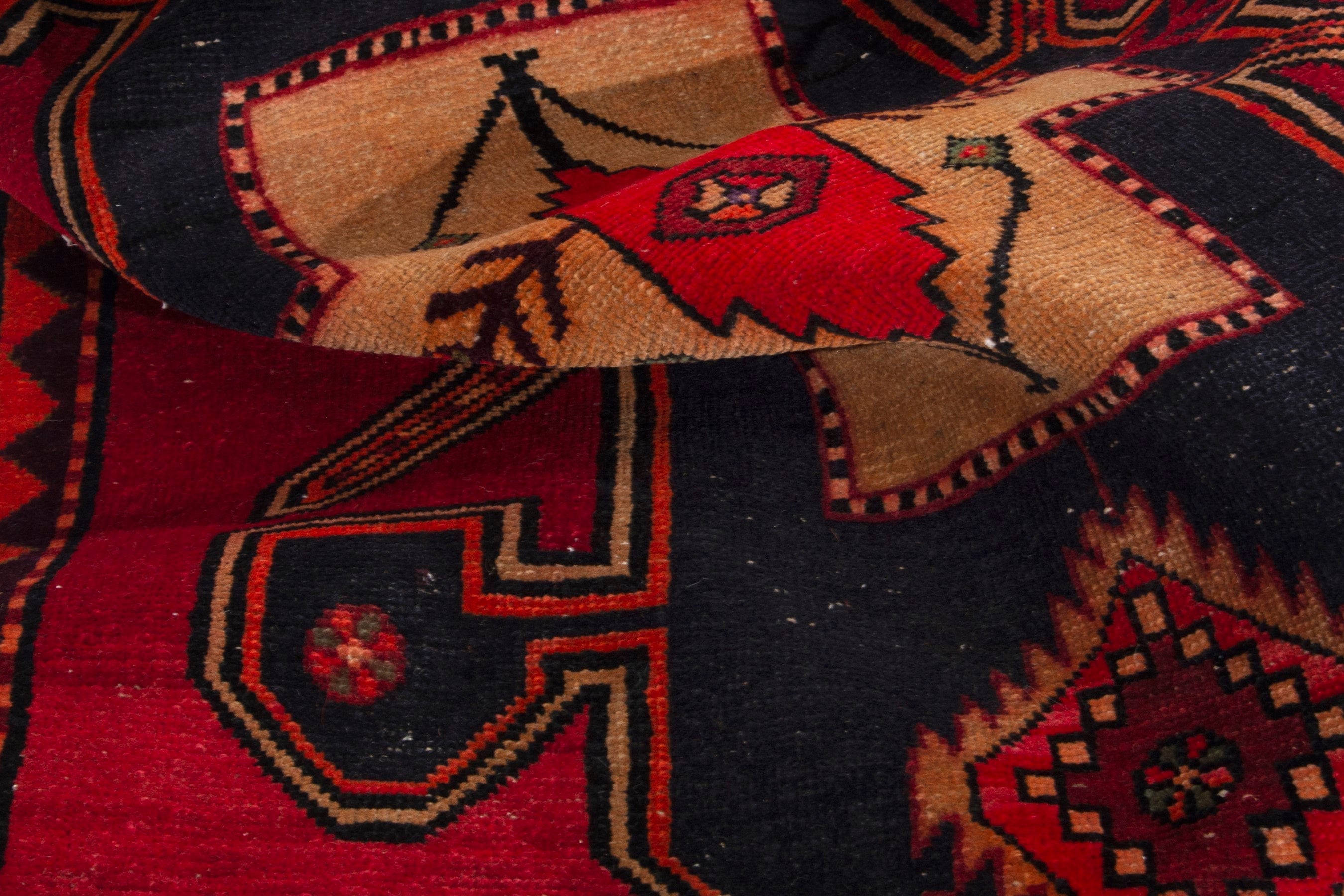 Persian Ardabil runner rug in deep red and black cherry, view 16 of 18