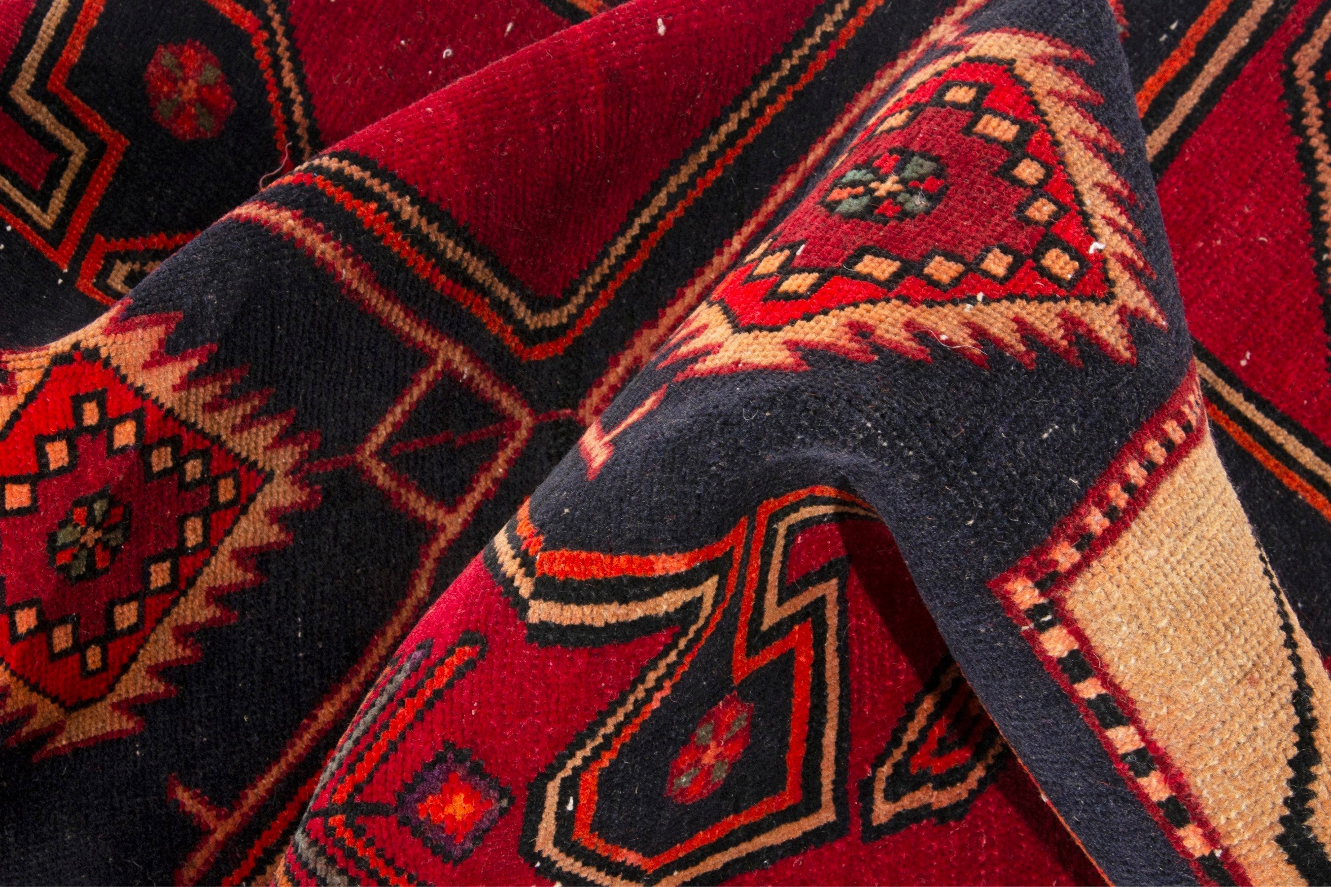 Persian Ardabil runner rug in deep red and black cherry, view 17 of 18