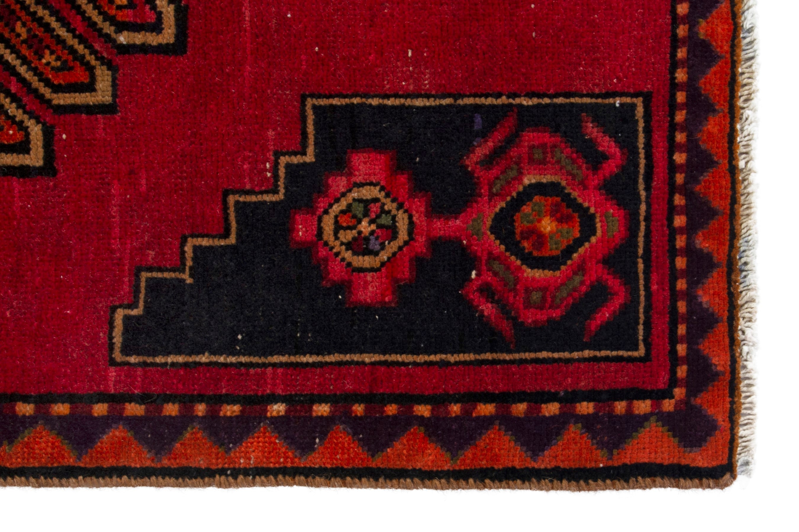 Persian Ardabil runner rug in deep red and black cherry, view 9 of 18