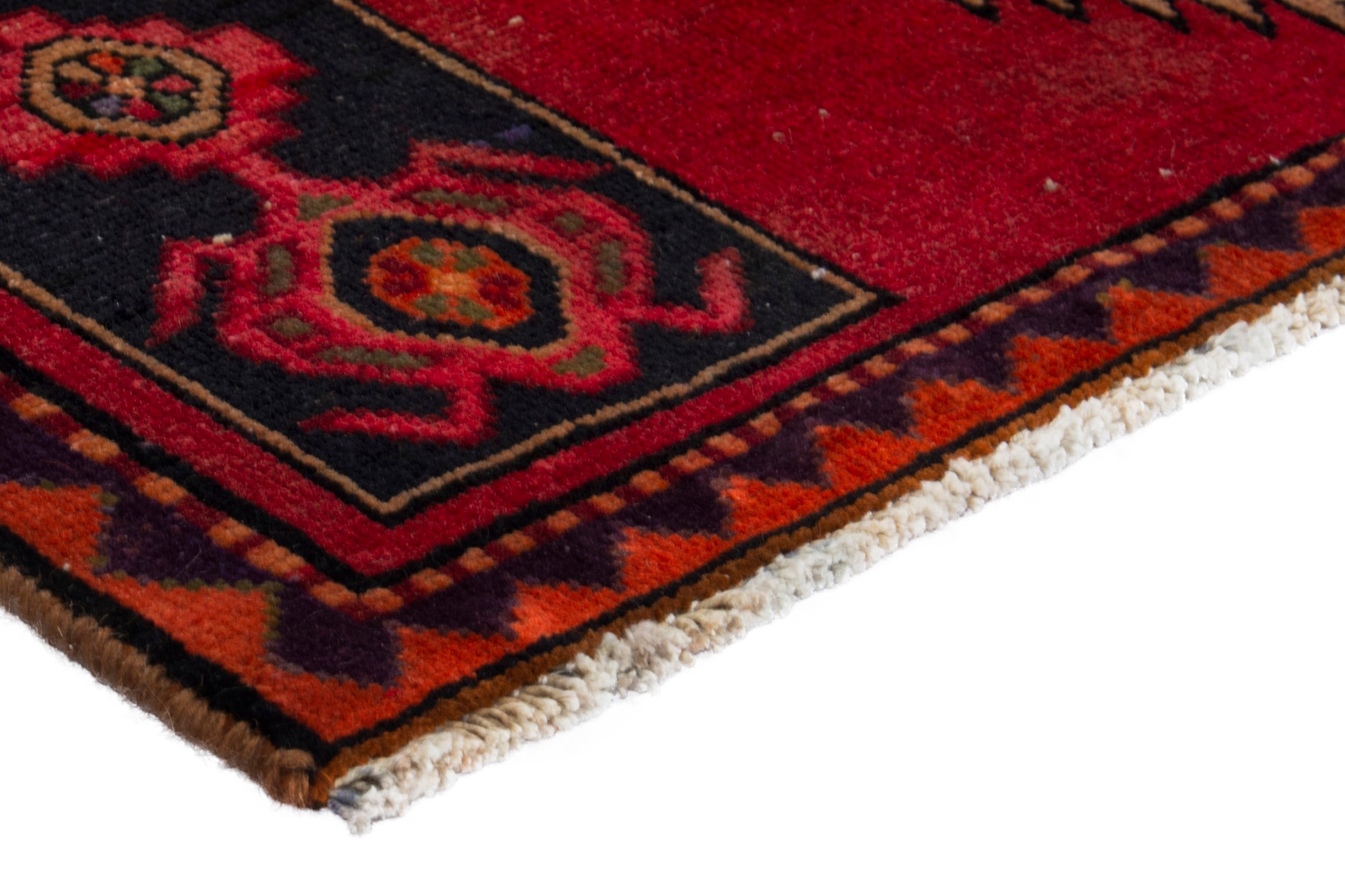 Persian Ardabil runner rug in deep red and black cherry, view 4 of 18