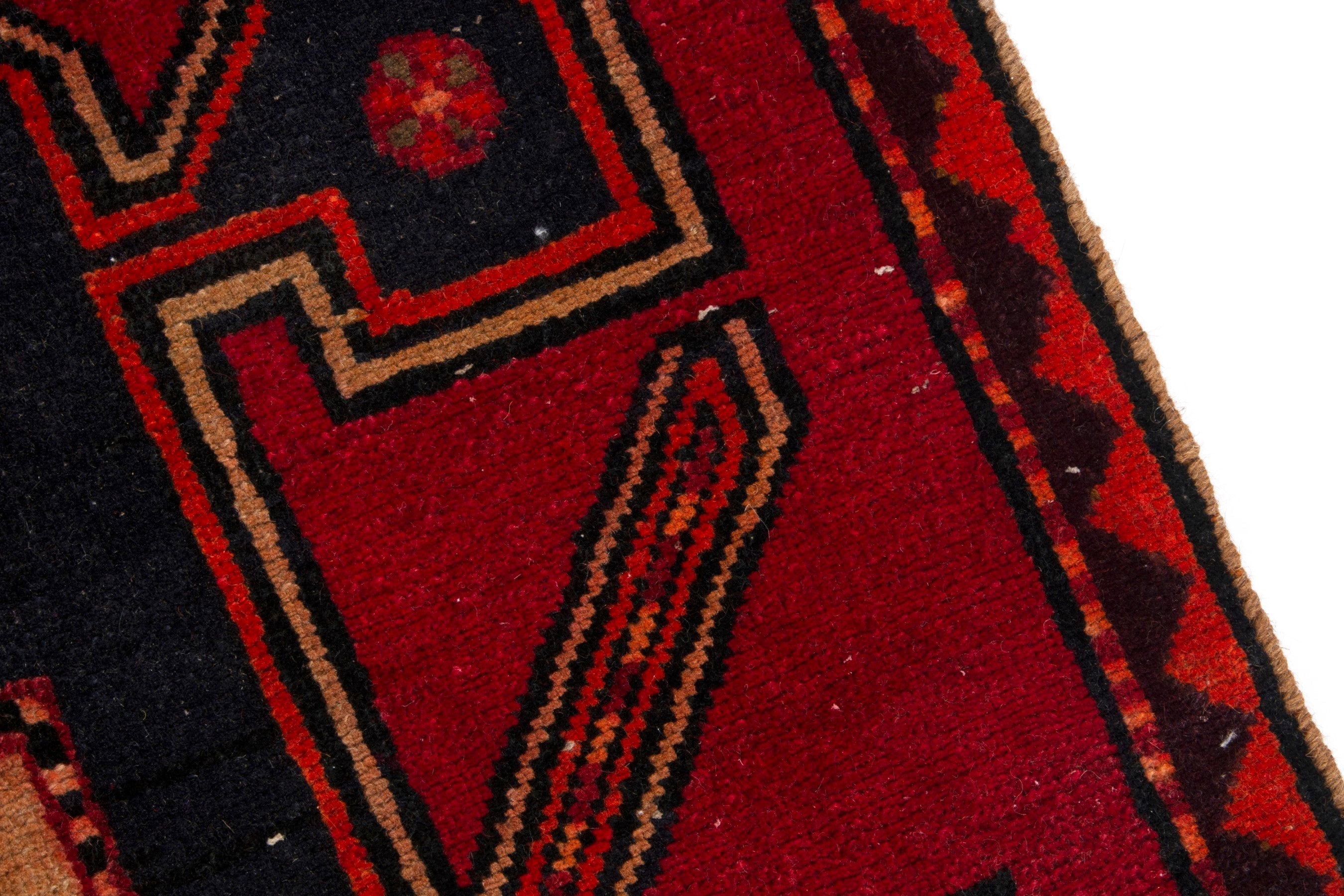 Persian Ardabil runner rug in deep red and black cherry, view 10 of 18
