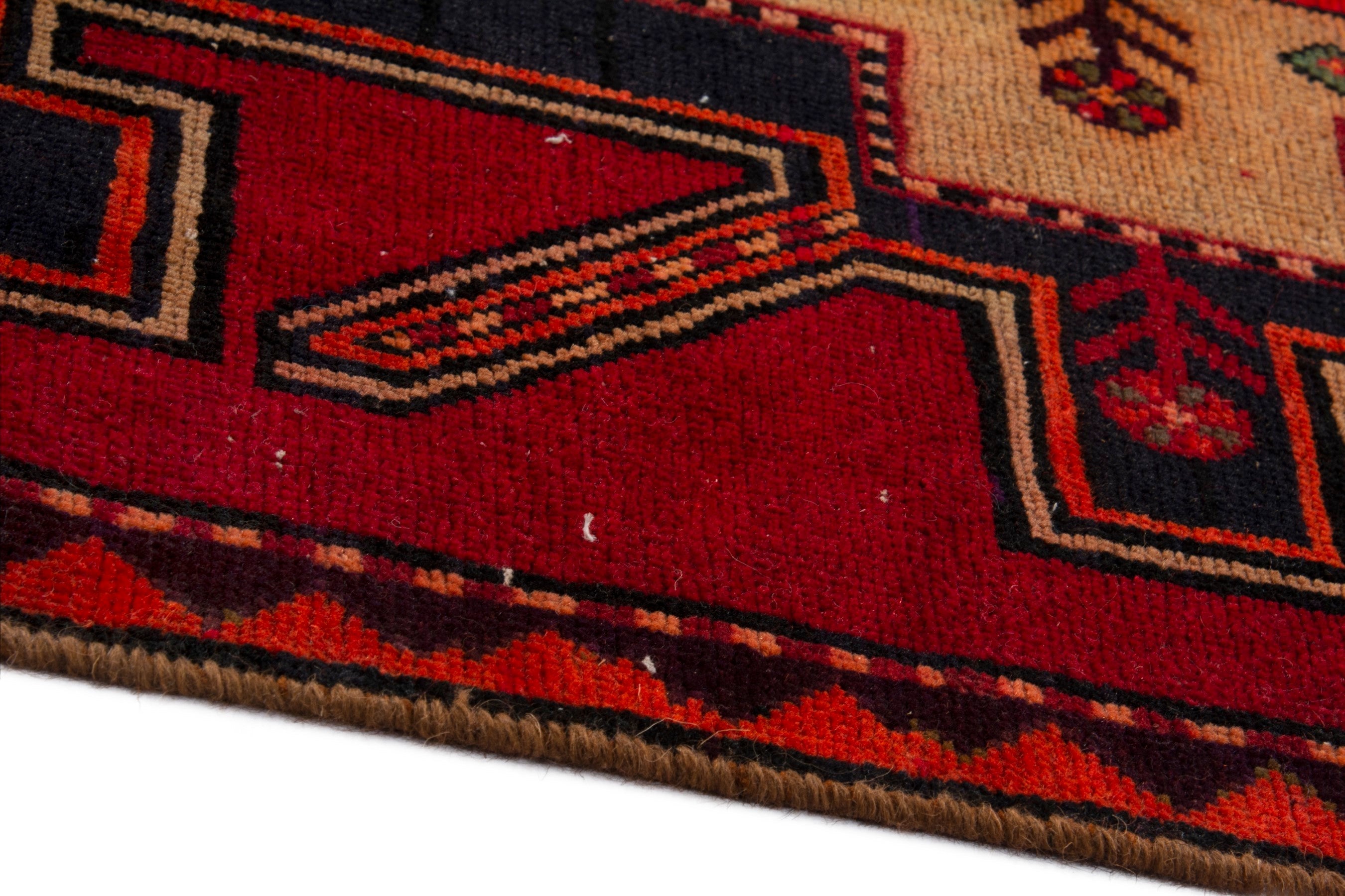 Persian Ardabil runner rug in deep red and black cherry, view 5 of 18