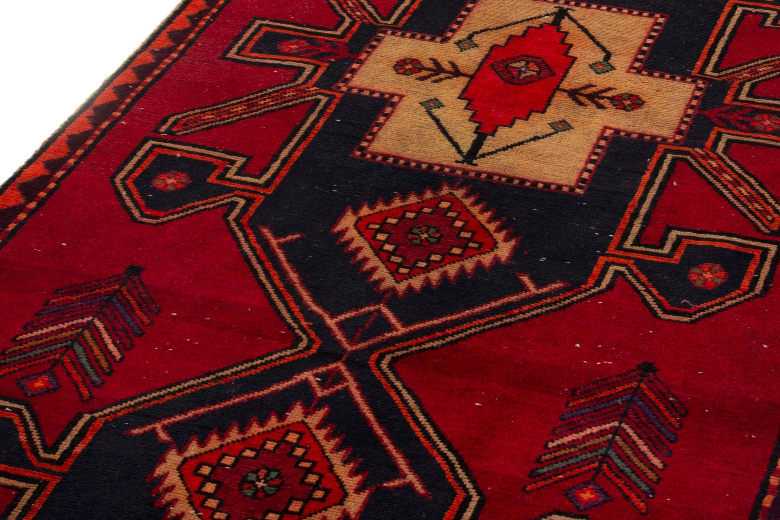 Persian Ardabil runner rug in deep red and black cherry, view 7 of 18