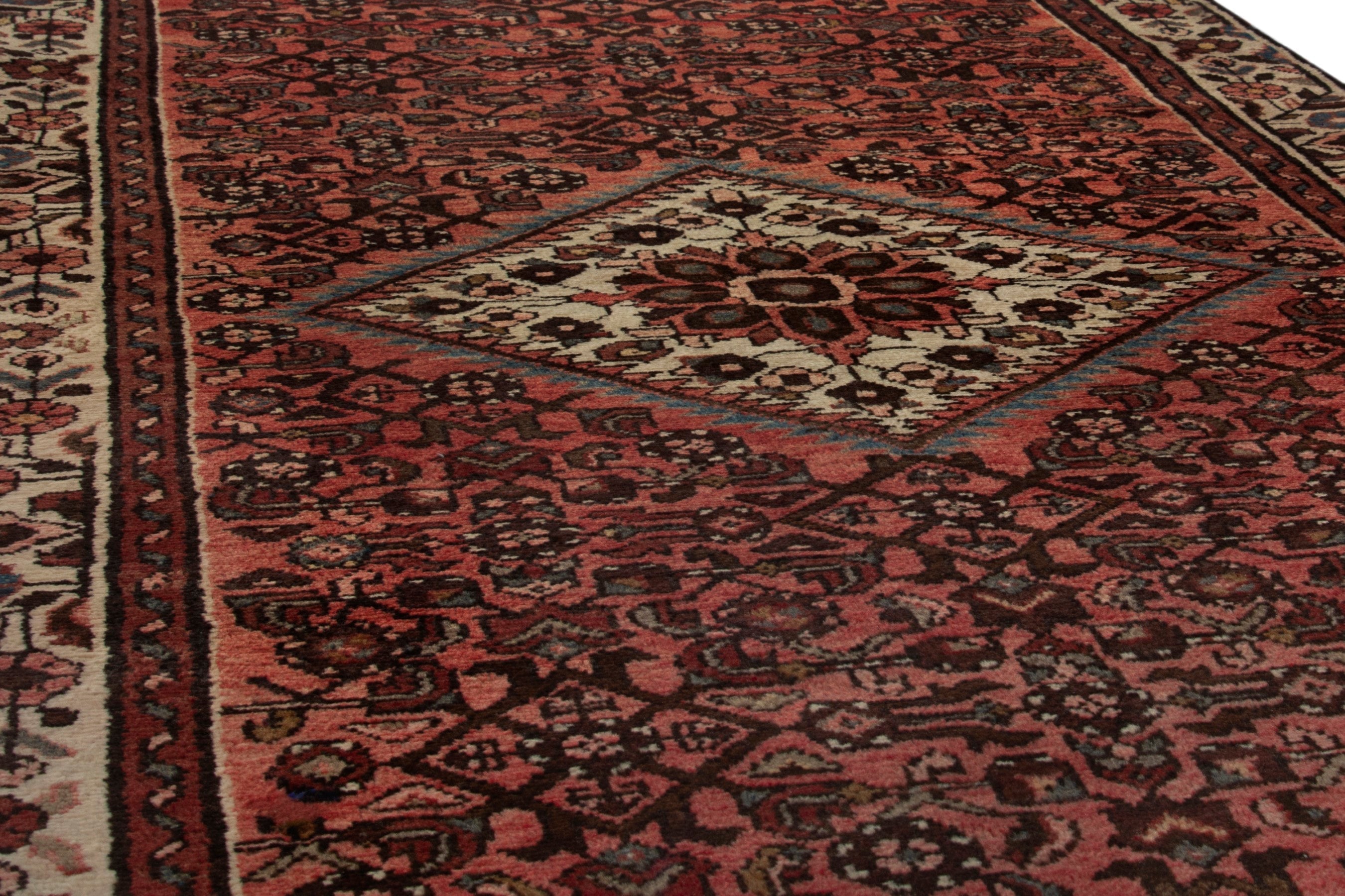 Persian Hamedan runner rug in deep red and cream, view 8 of 18
