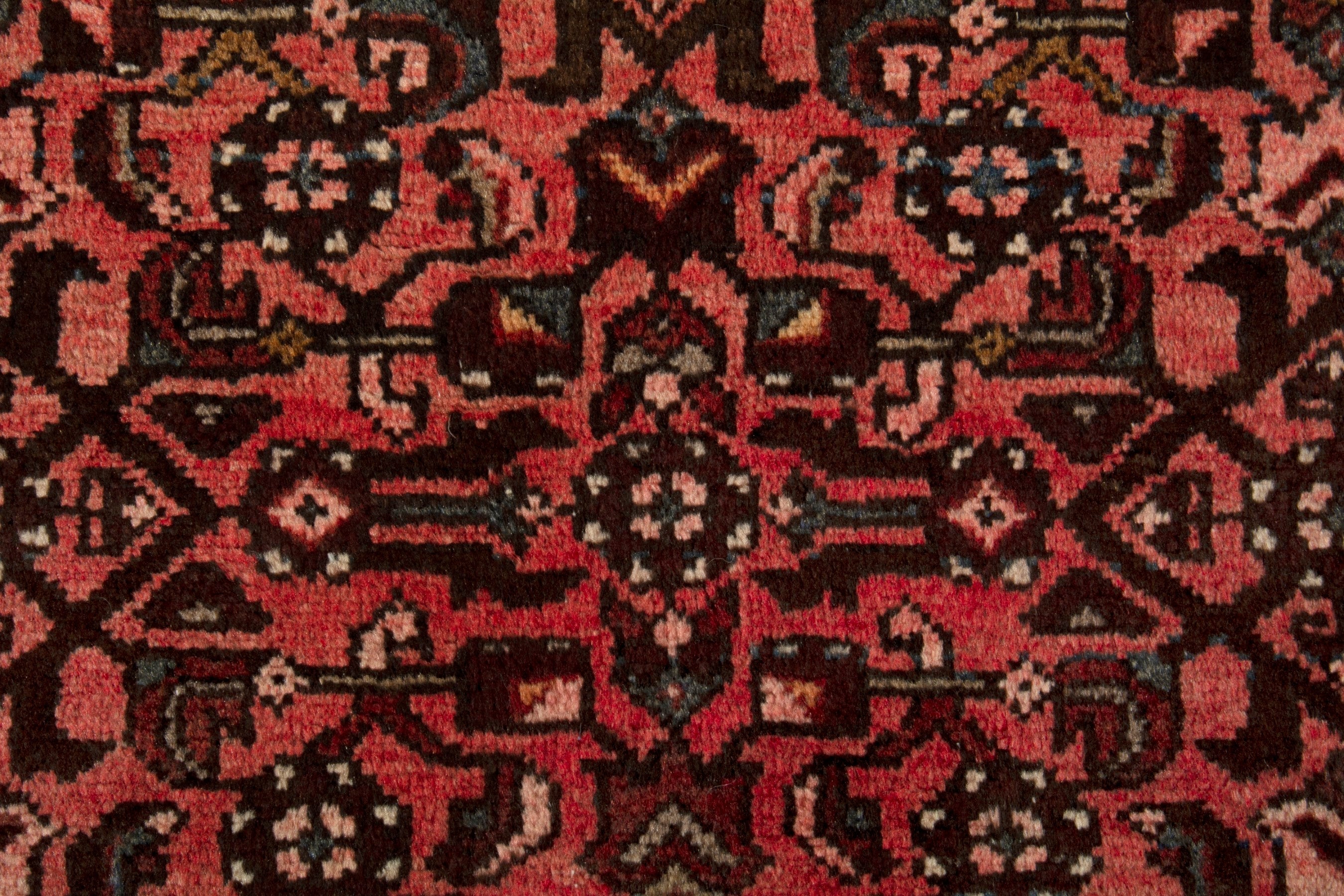 Persian Hamedan runner rug in deep red and cream, view 13 of 18