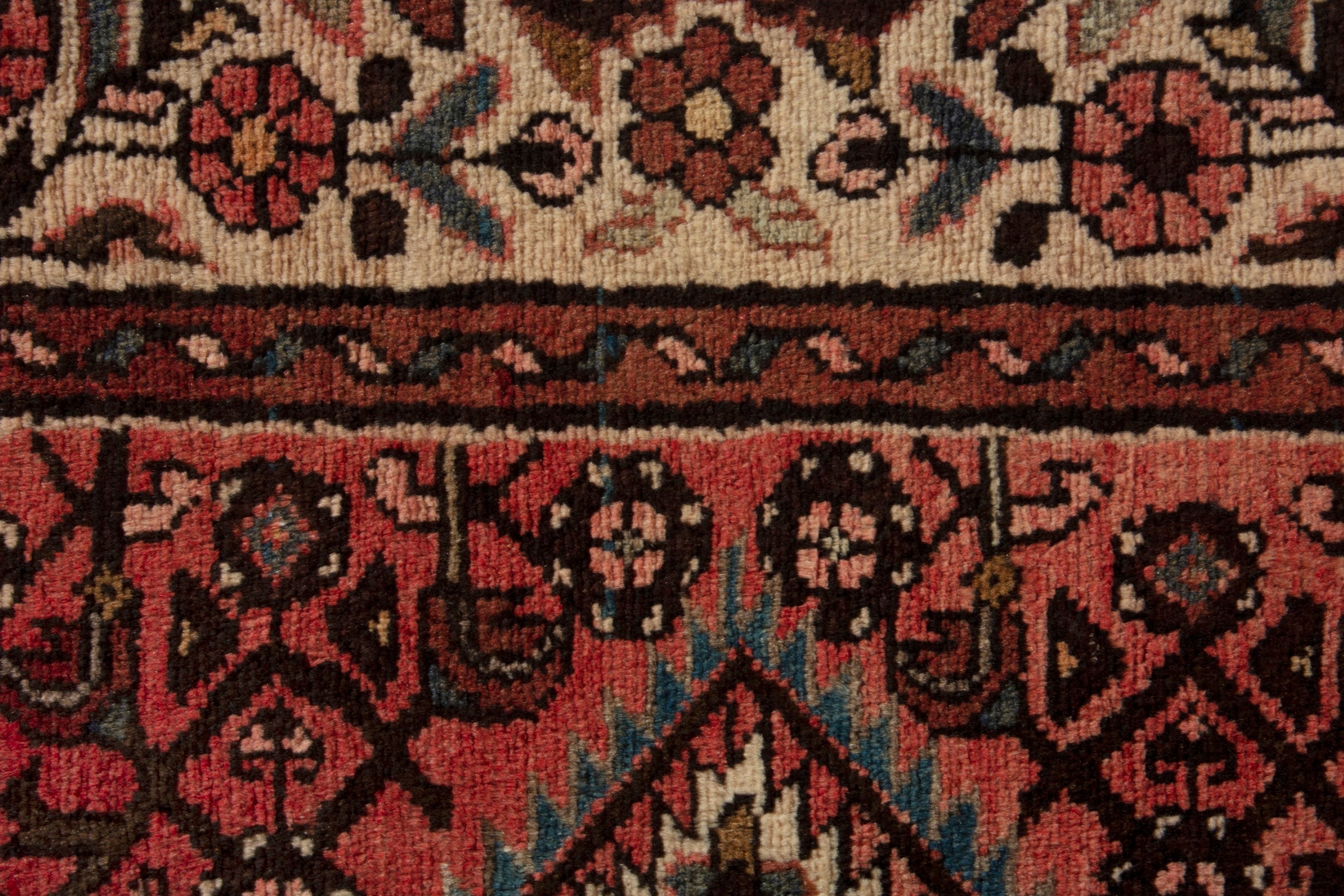 Persian Hamedan runner rug in deep red and cream, view 12 of 18
