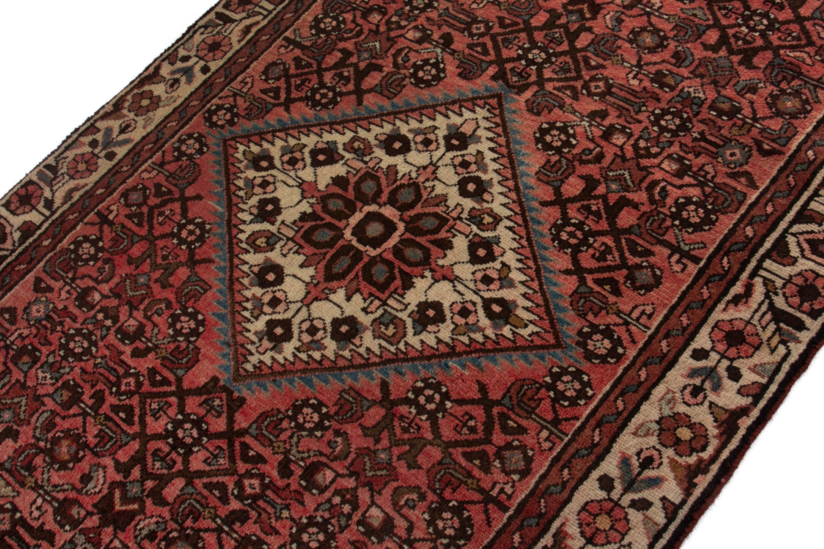Persian Hamedan runner rug in deep red and cream, view 6 of 18