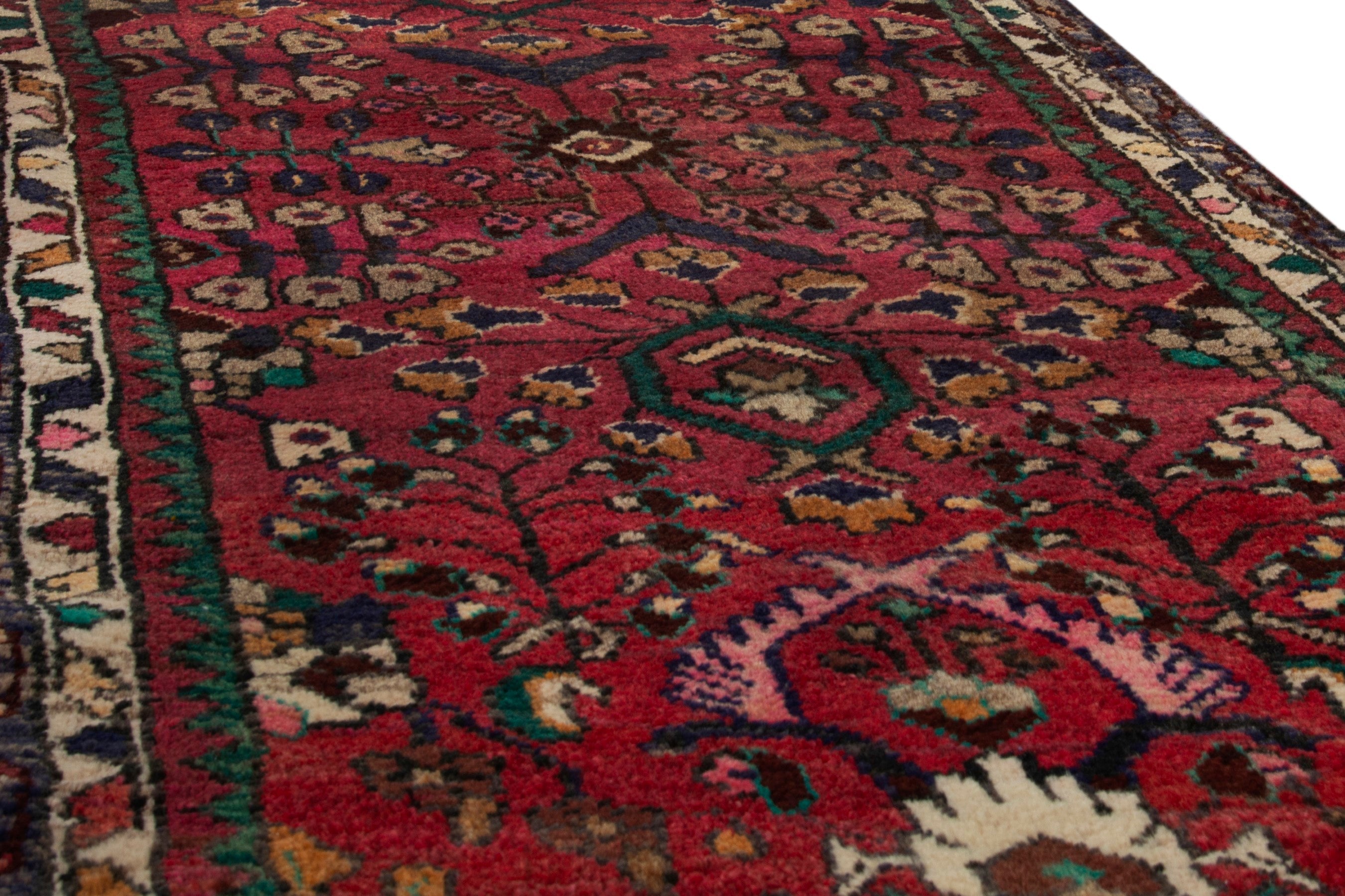 Persian Hamedan runner rug in deep red and dark brown, view 8 of 18