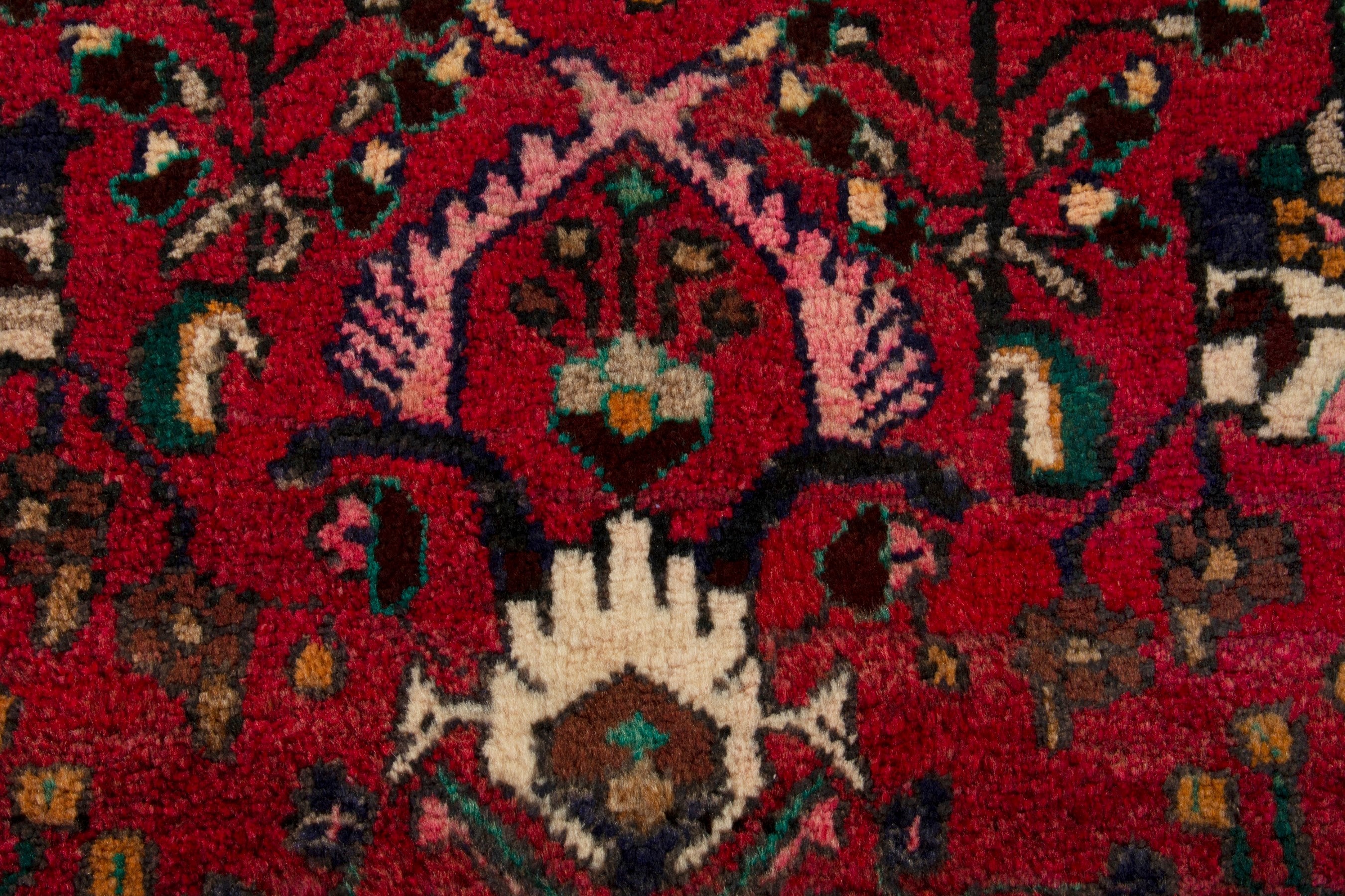 Persian Hamedan runner rug in deep red and dark brown, view 12 of 18