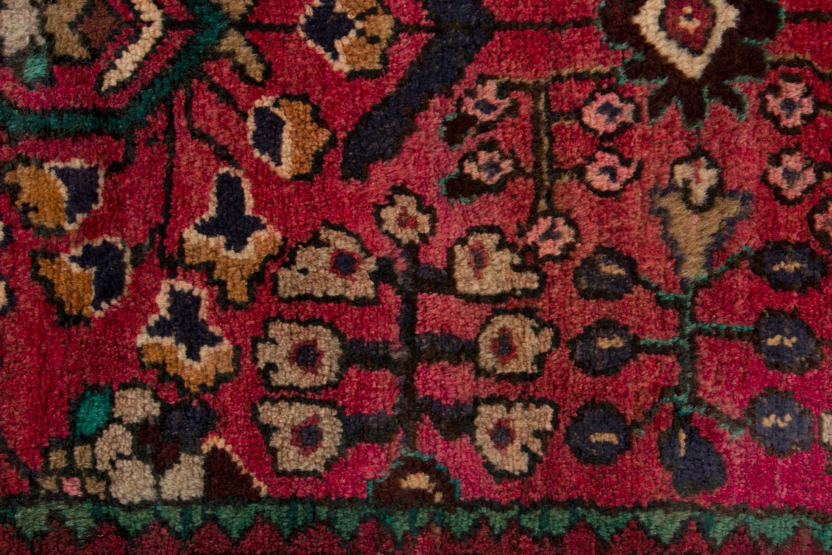 Persian Hamedan runner rug in deep red and dark brown, view 13 of 18