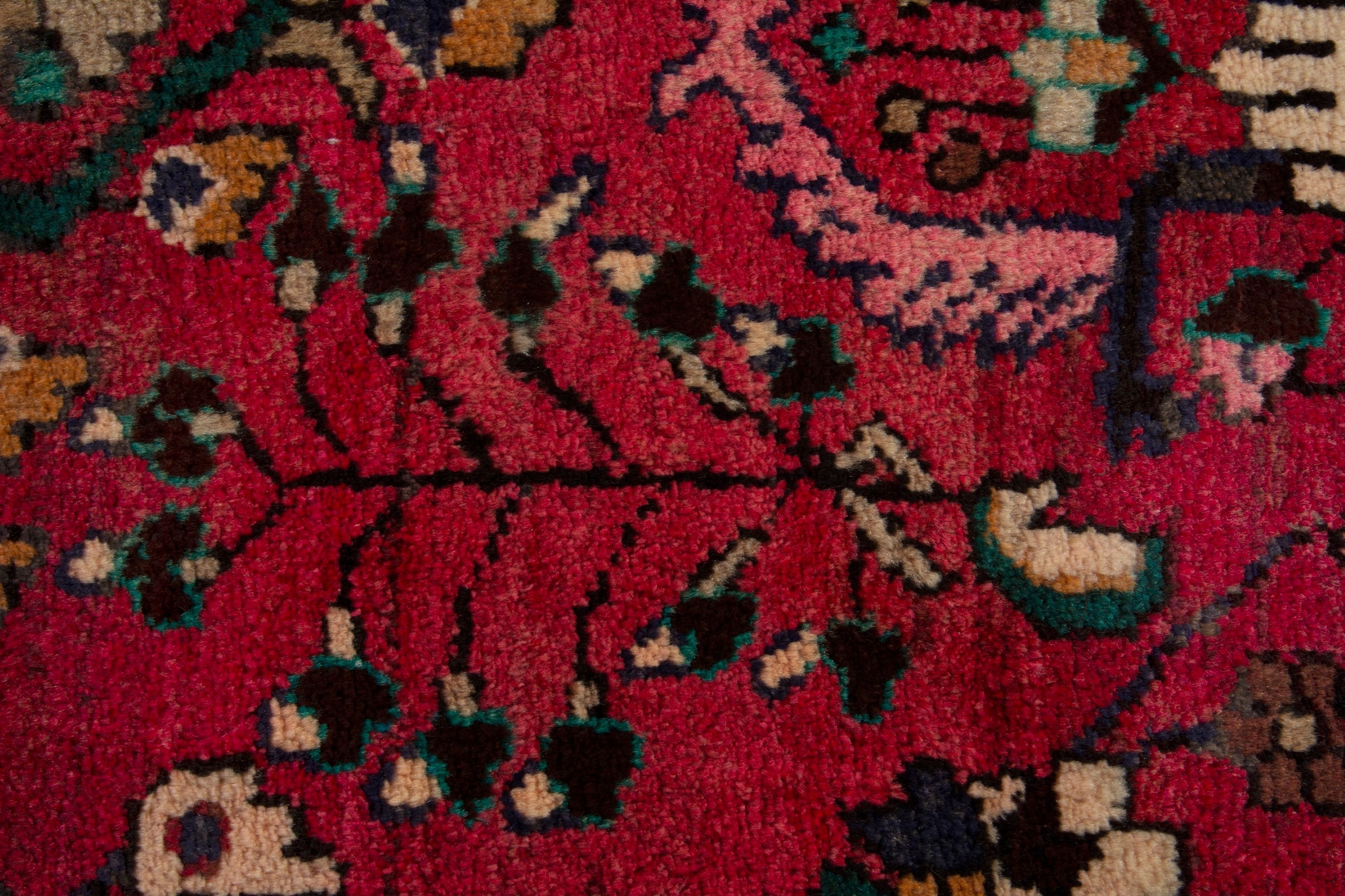 Persian Hamedan runner rug in deep red and dark brown, view 14 of 18