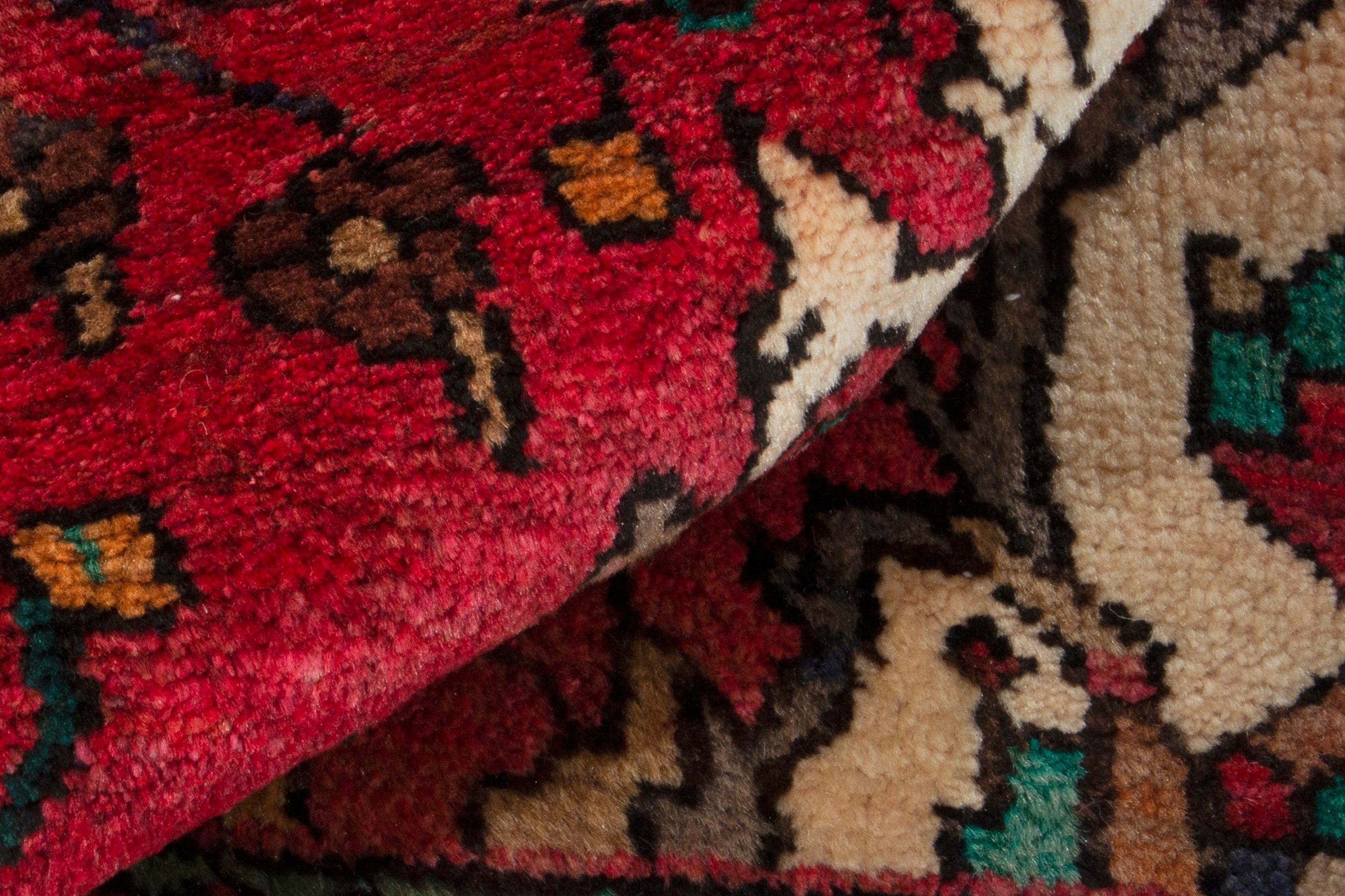 Persian Hamedan runner rug in deep red and dark brown, view 15 of 18