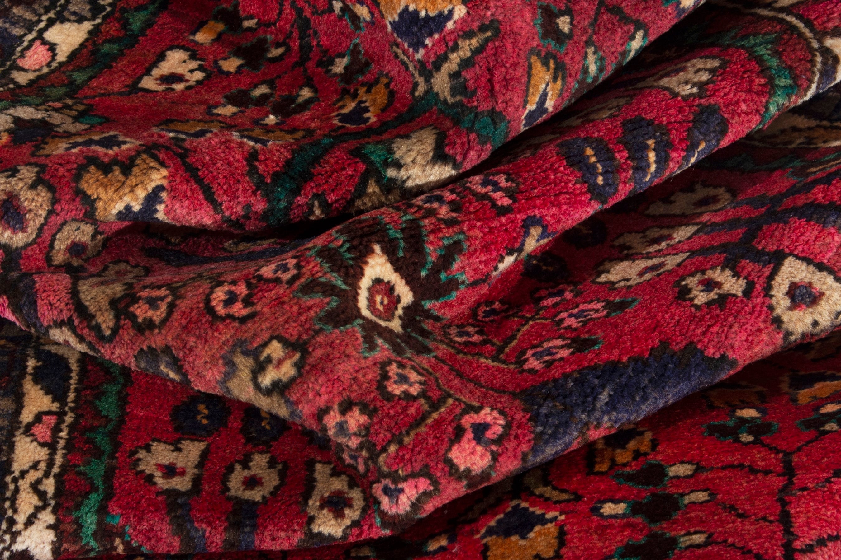 Persian Hamedan runner rug in deep red and dark brown, view 16 of 18
