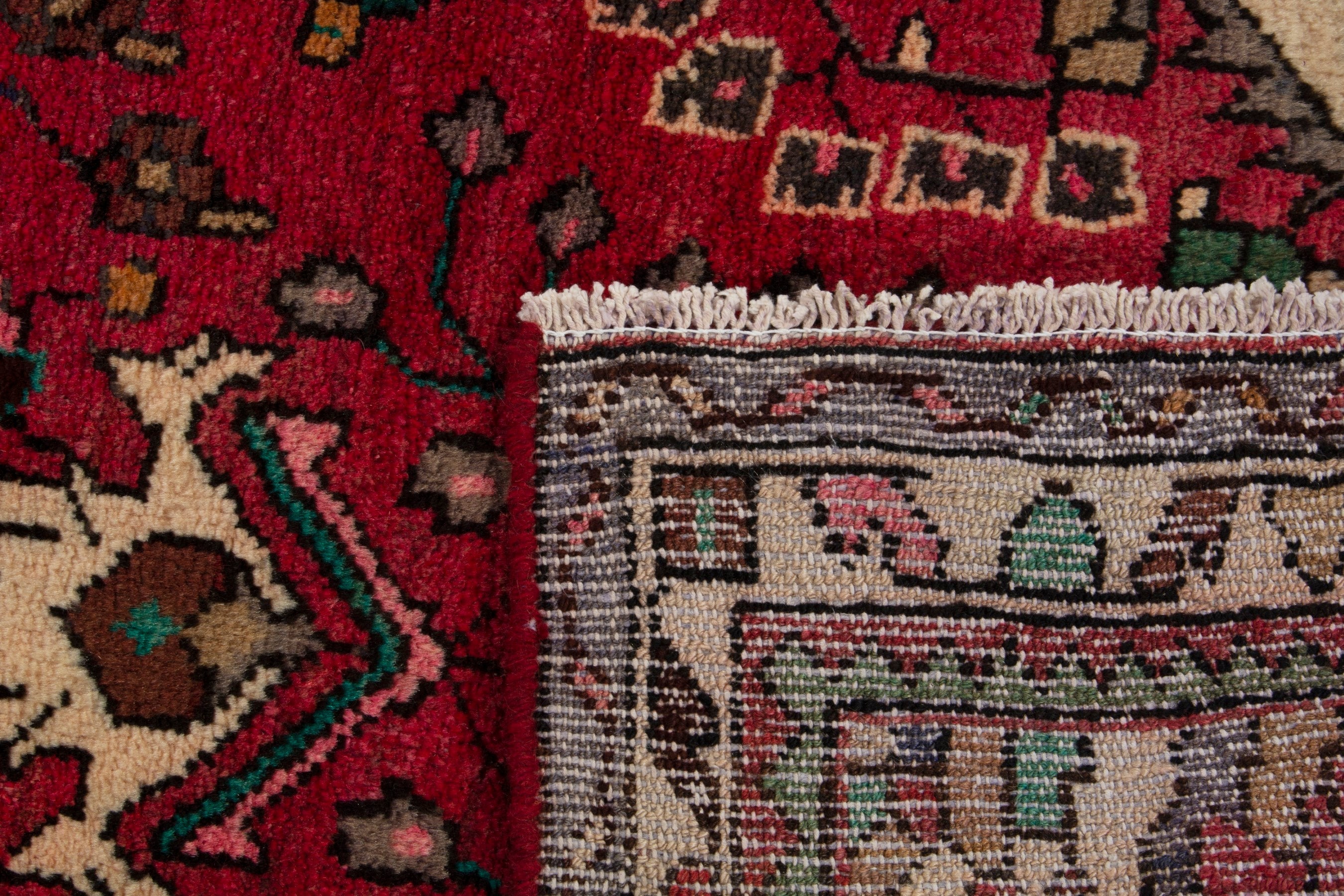 Persian Hamedan runner rug in deep red and dark brown, view 18 of 18
