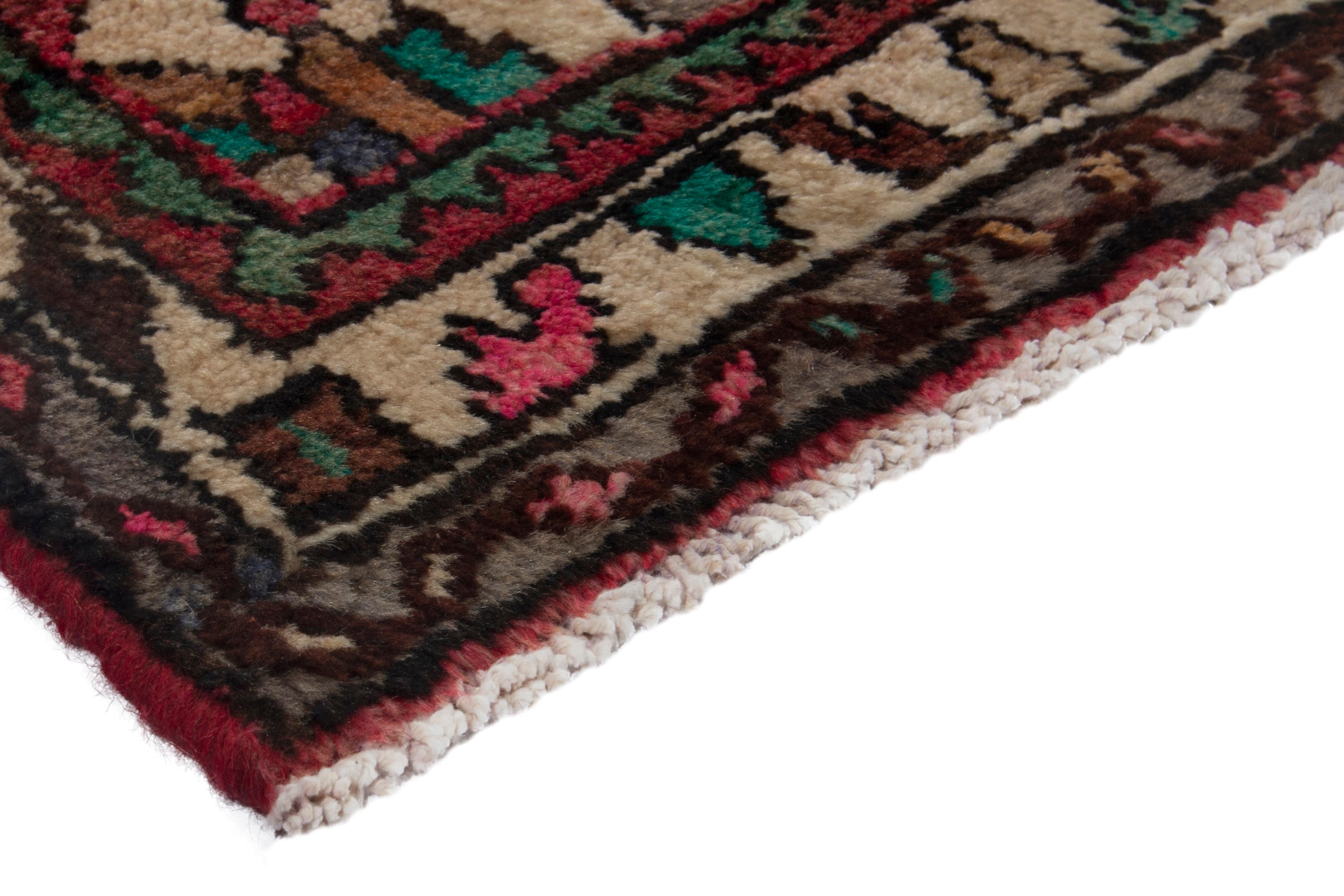 Persian Hamedan runner rug in deep red and dark brown, view 4 of 18