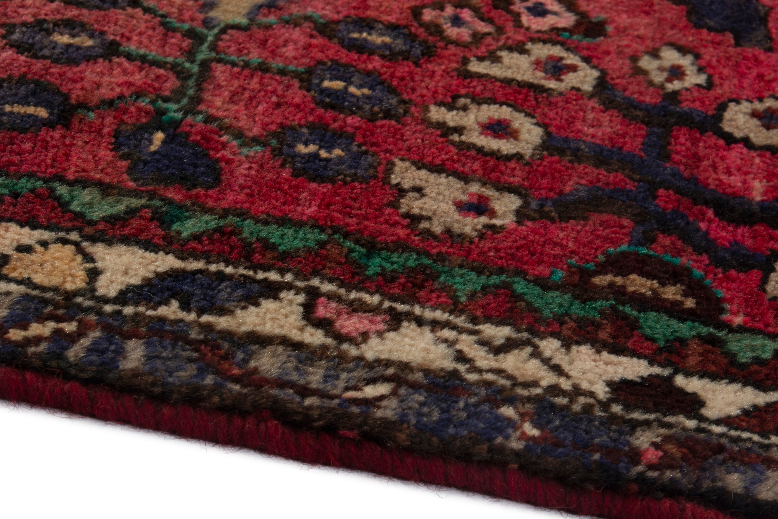 Persian Hamedan runner rug in deep red and dark brown, view 5 of 18