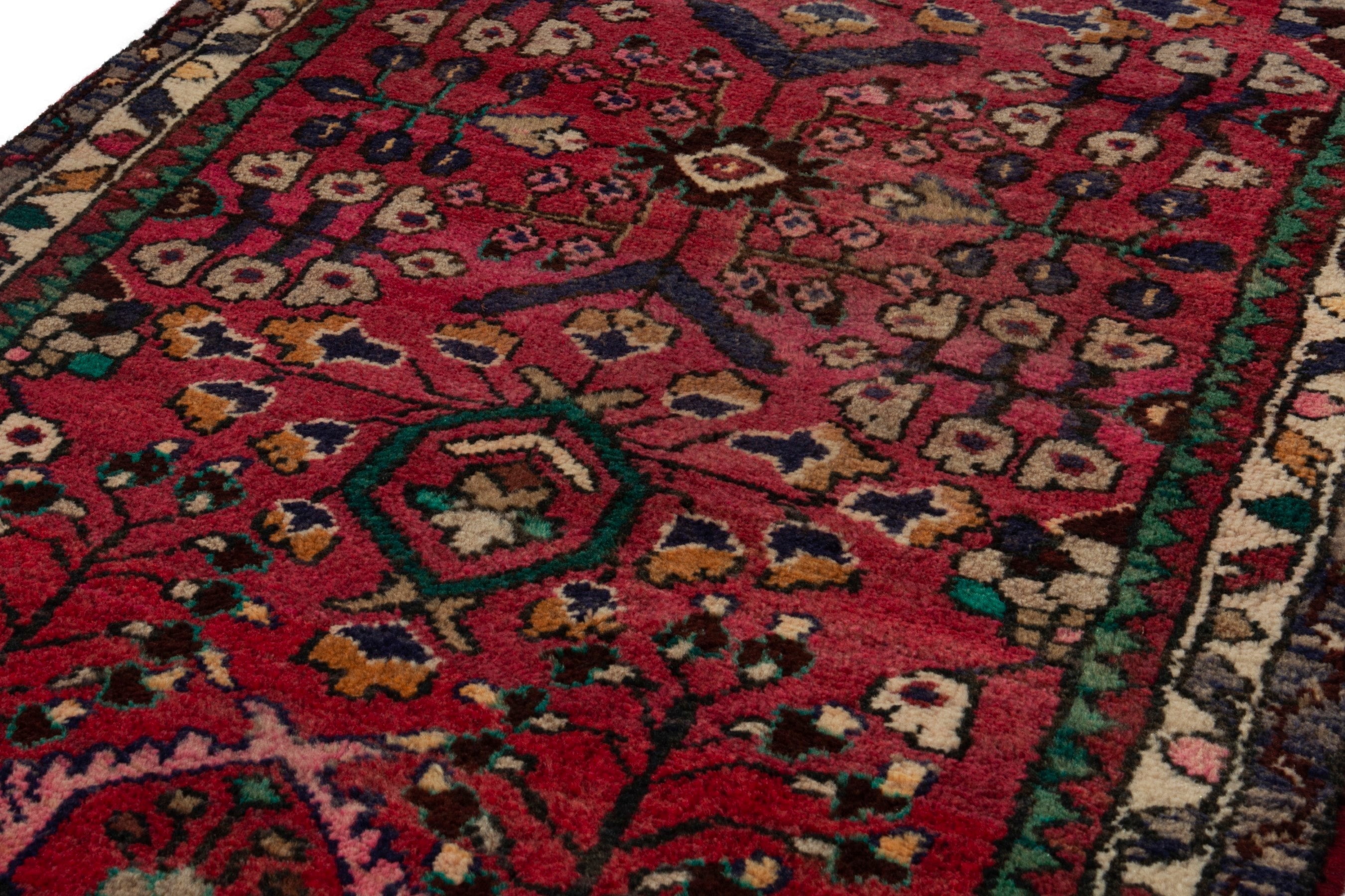 Persian Hamedan runner rug in deep red and dark brown, view 7 of 18
