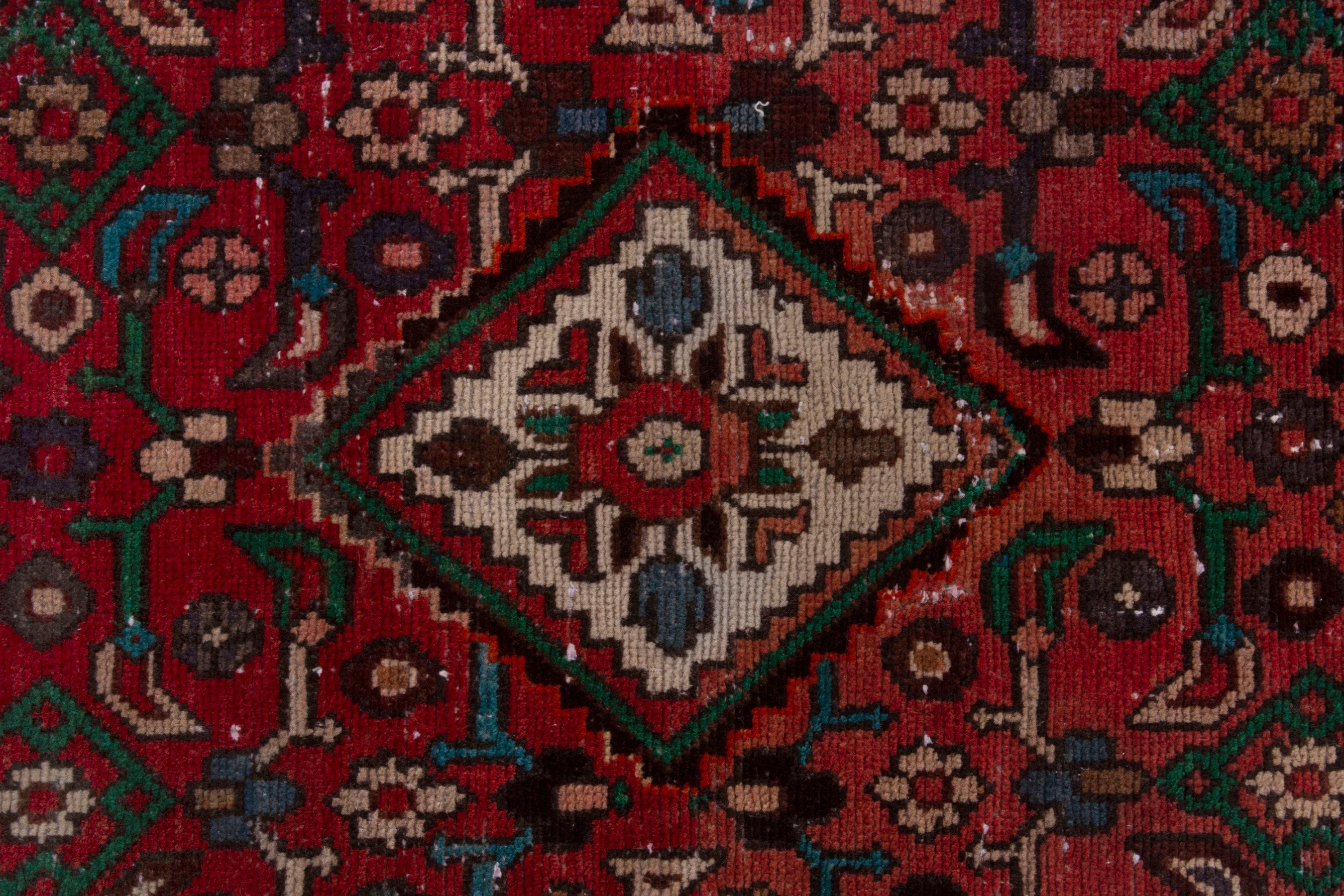 Persian Hamedan runner rug in burgundy and deep red, view 10 of 17
