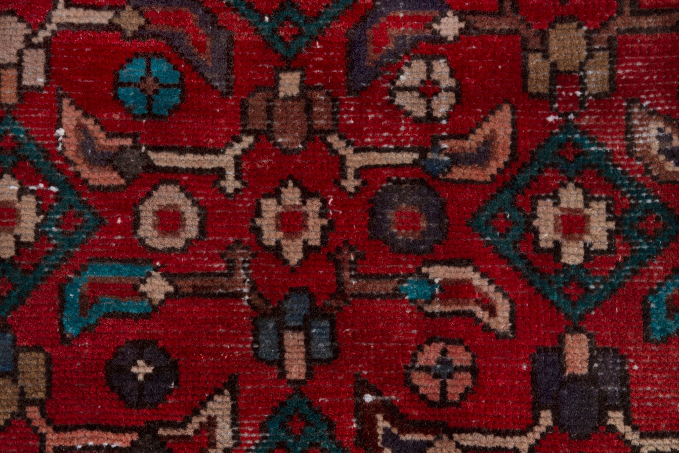 Persian Hamedan runner rug in burgundy and deep red, view 12 of 17