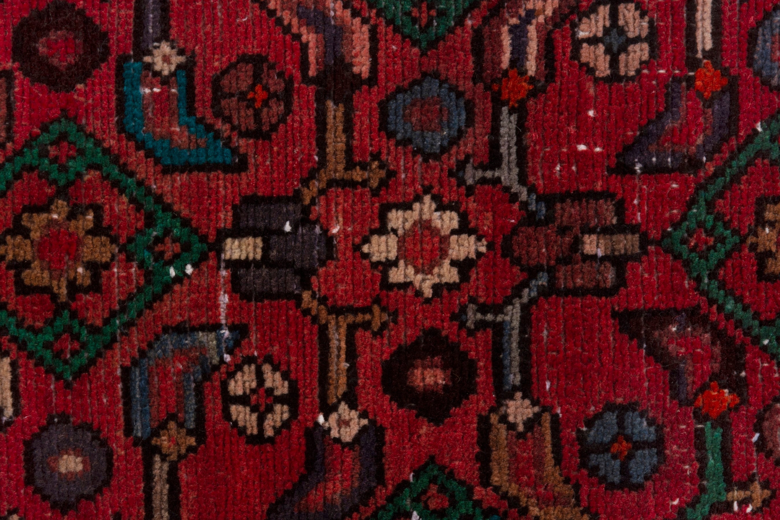 Persian Hamedan runner rug in burgundy and deep red, view 13 of 17