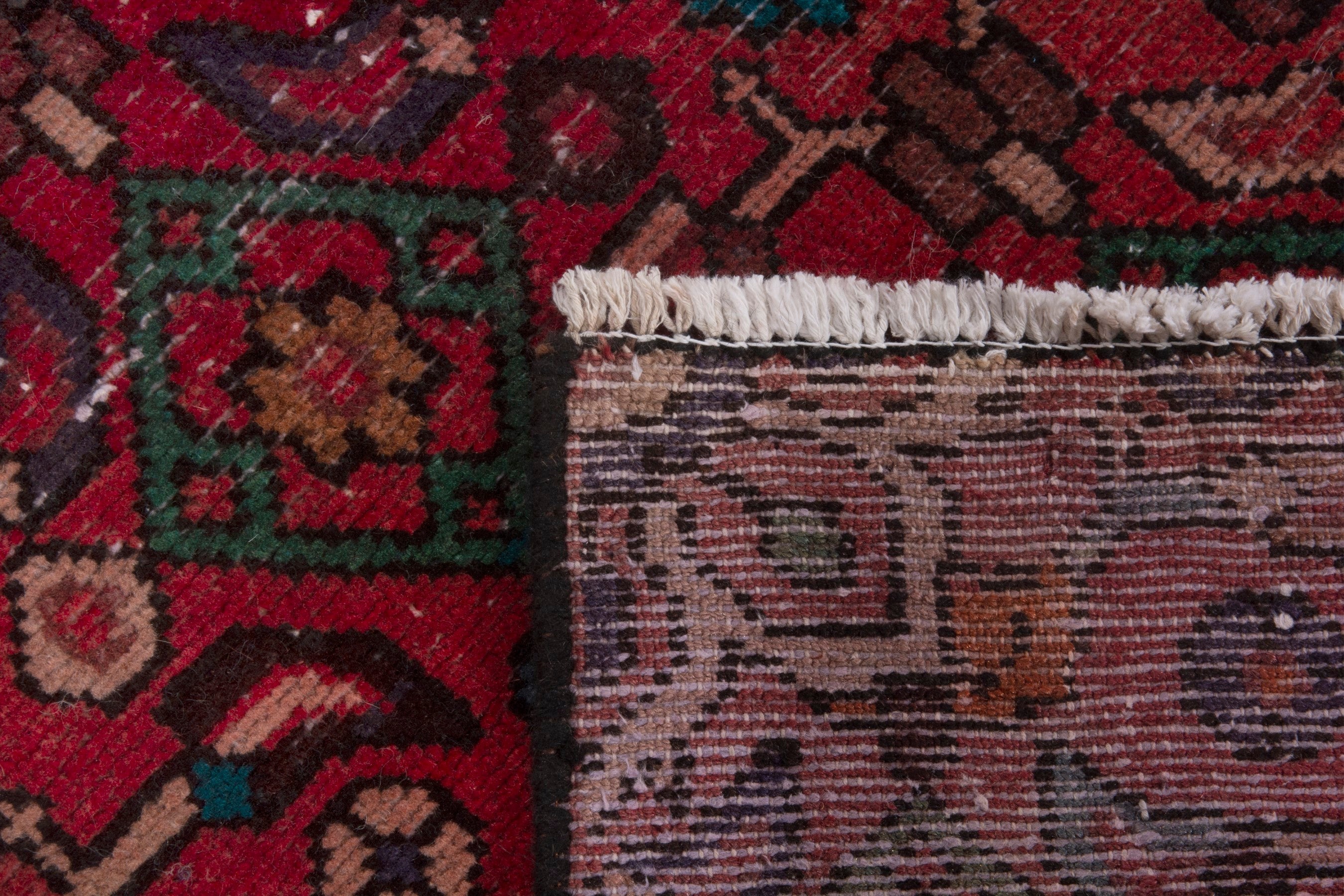 Persian Hamedan runner rug in burgundy and deep red, view 17 of 17