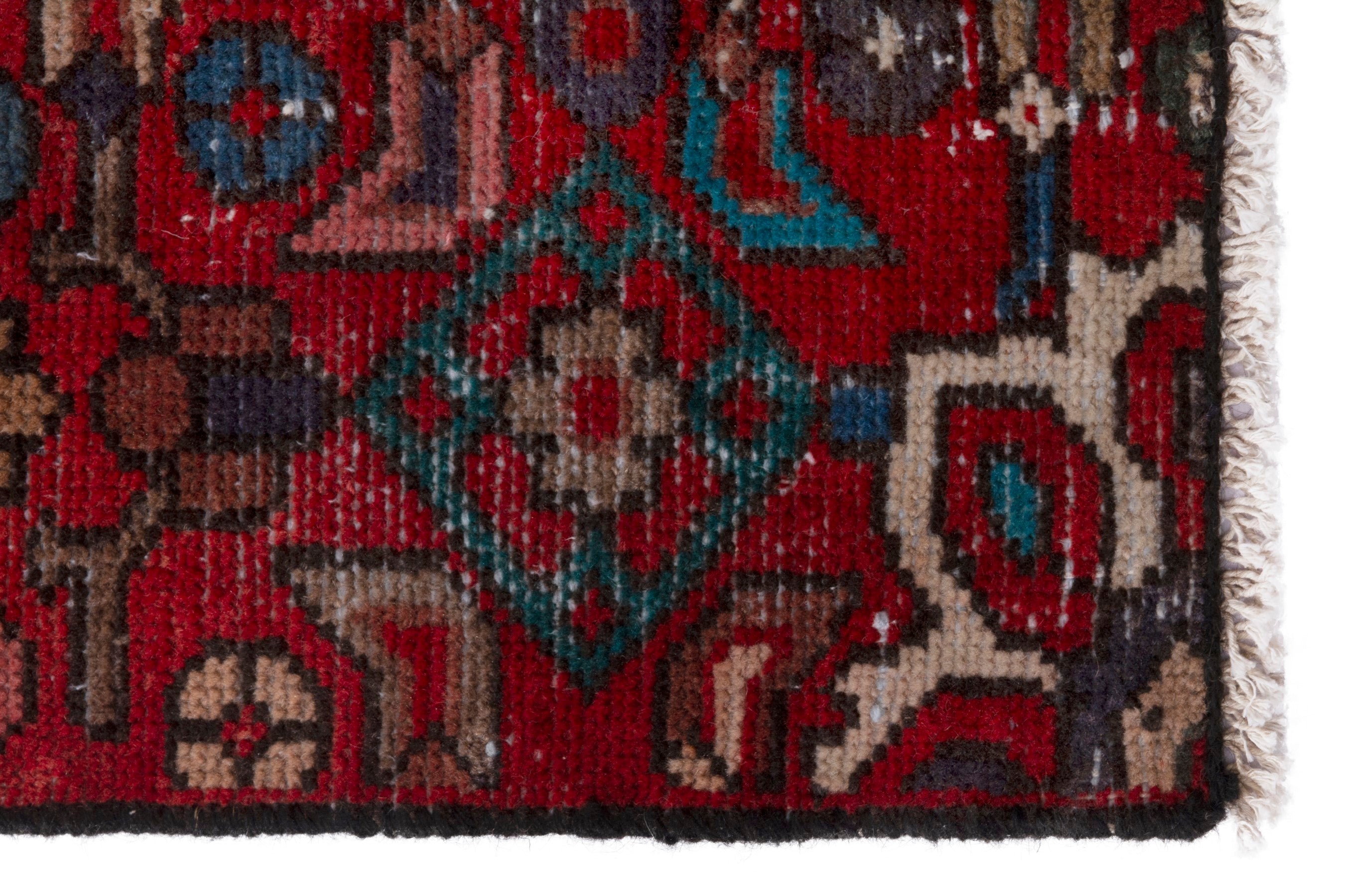Persian Hamedan runner rug in burgundy and deep red, view 9 of 17