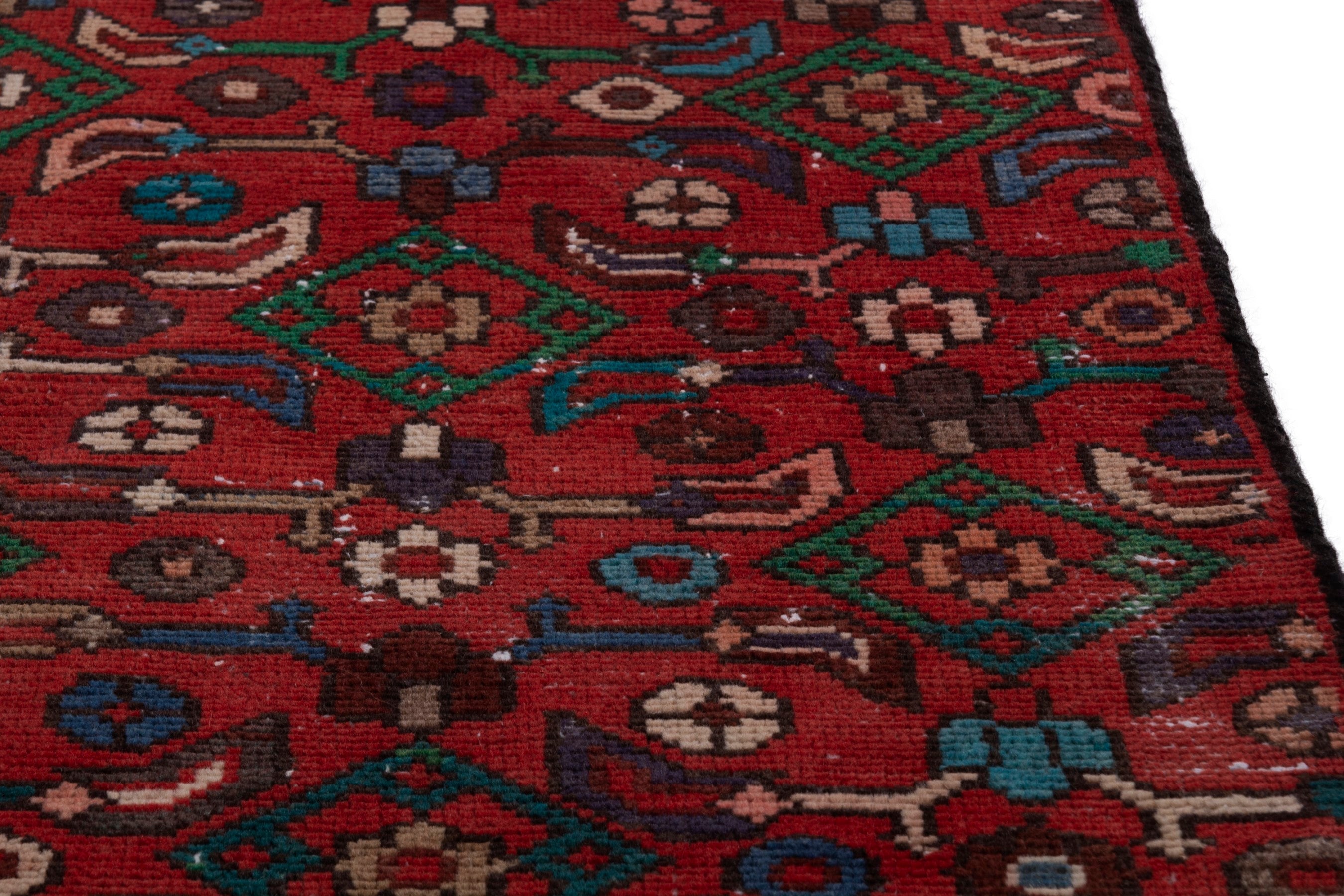 Persian Hamedan runner rug in burgundy and deep red, view 7 of 17
