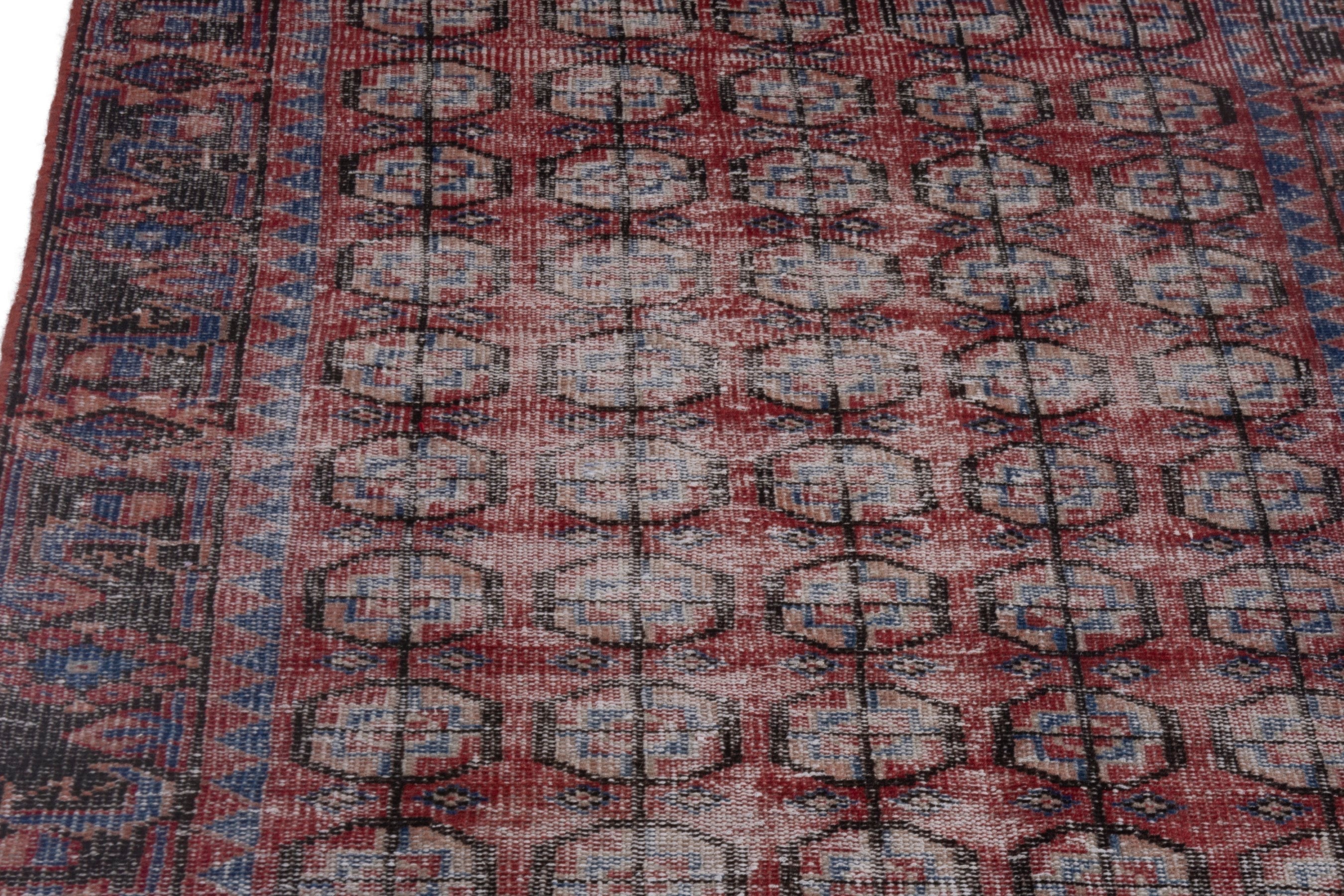 Persian Ferdos runner rug in burgundy and faded red, view 9 of 18
