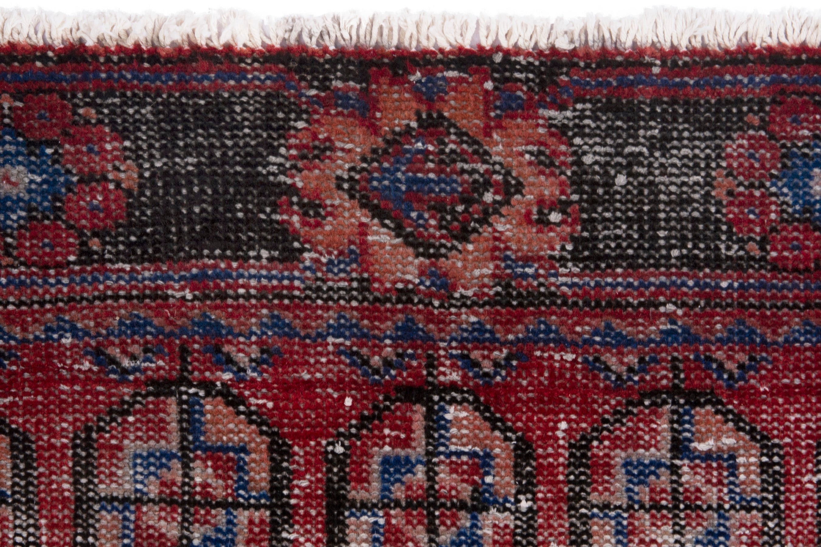 Persian Ferdos runner rug in burgundy and faded red, view 11 of 18