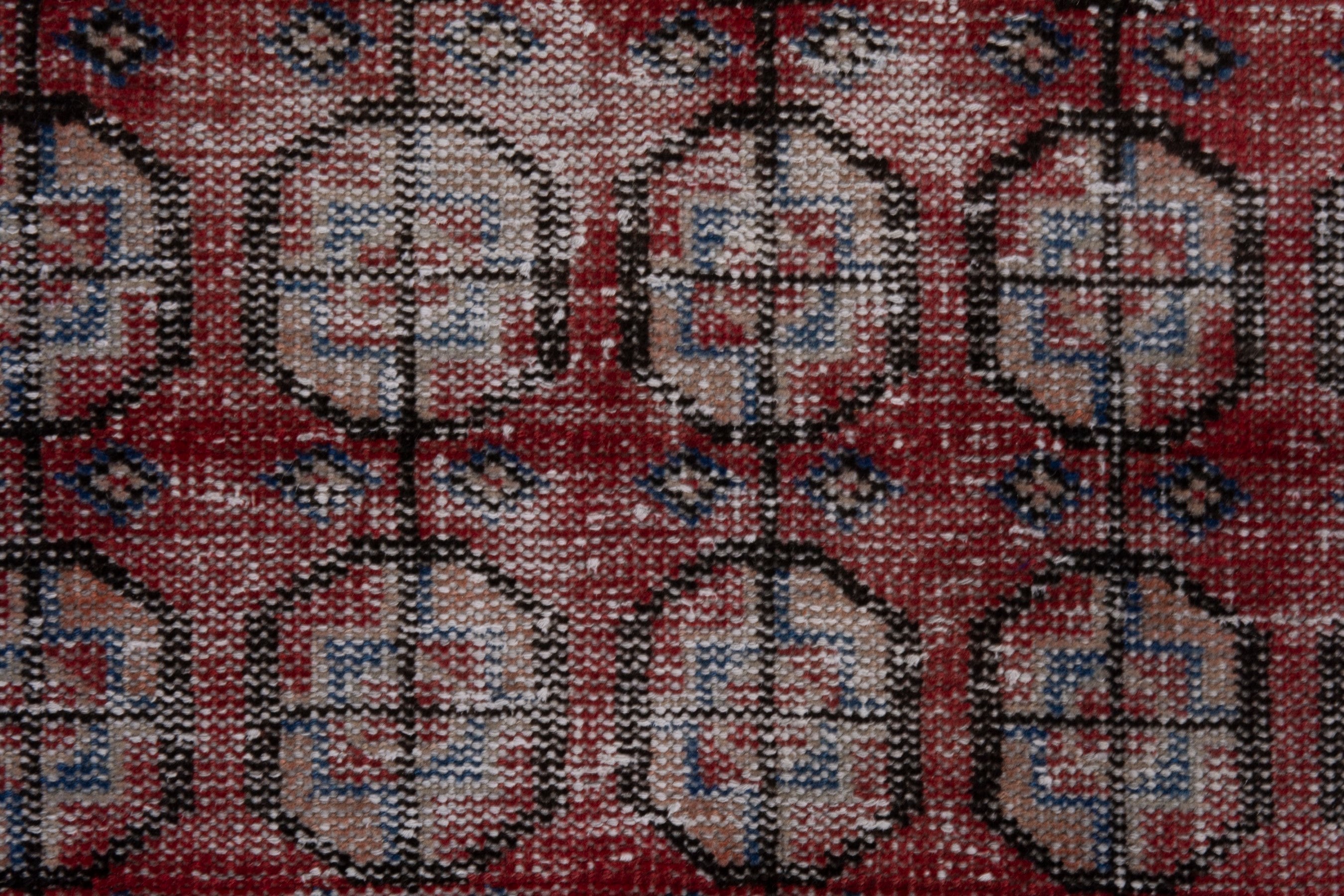 Persian Ferdos runner rug in burgundy and faded red, view 12 of 18